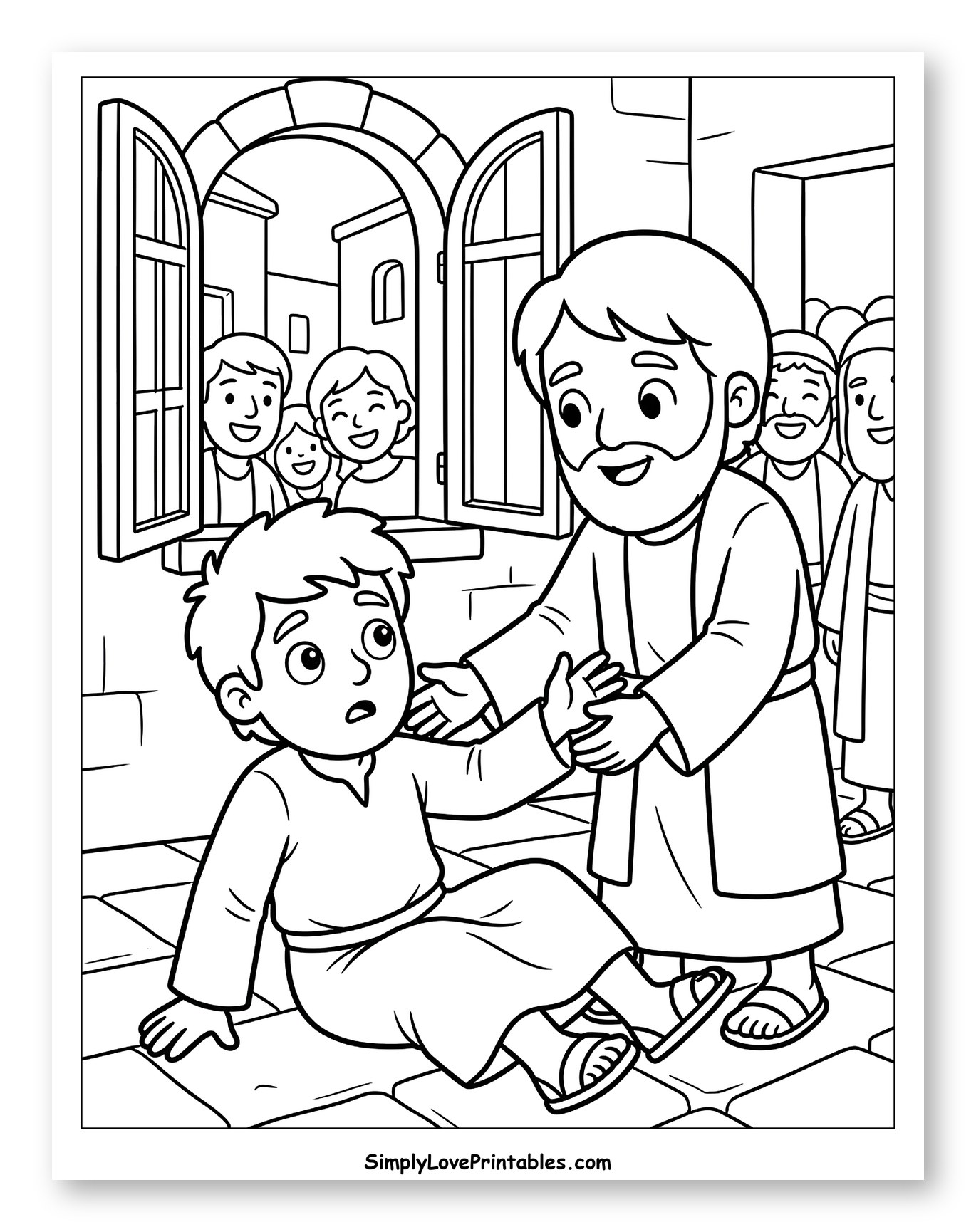 Apostle Paul Helping a Fallen Boy