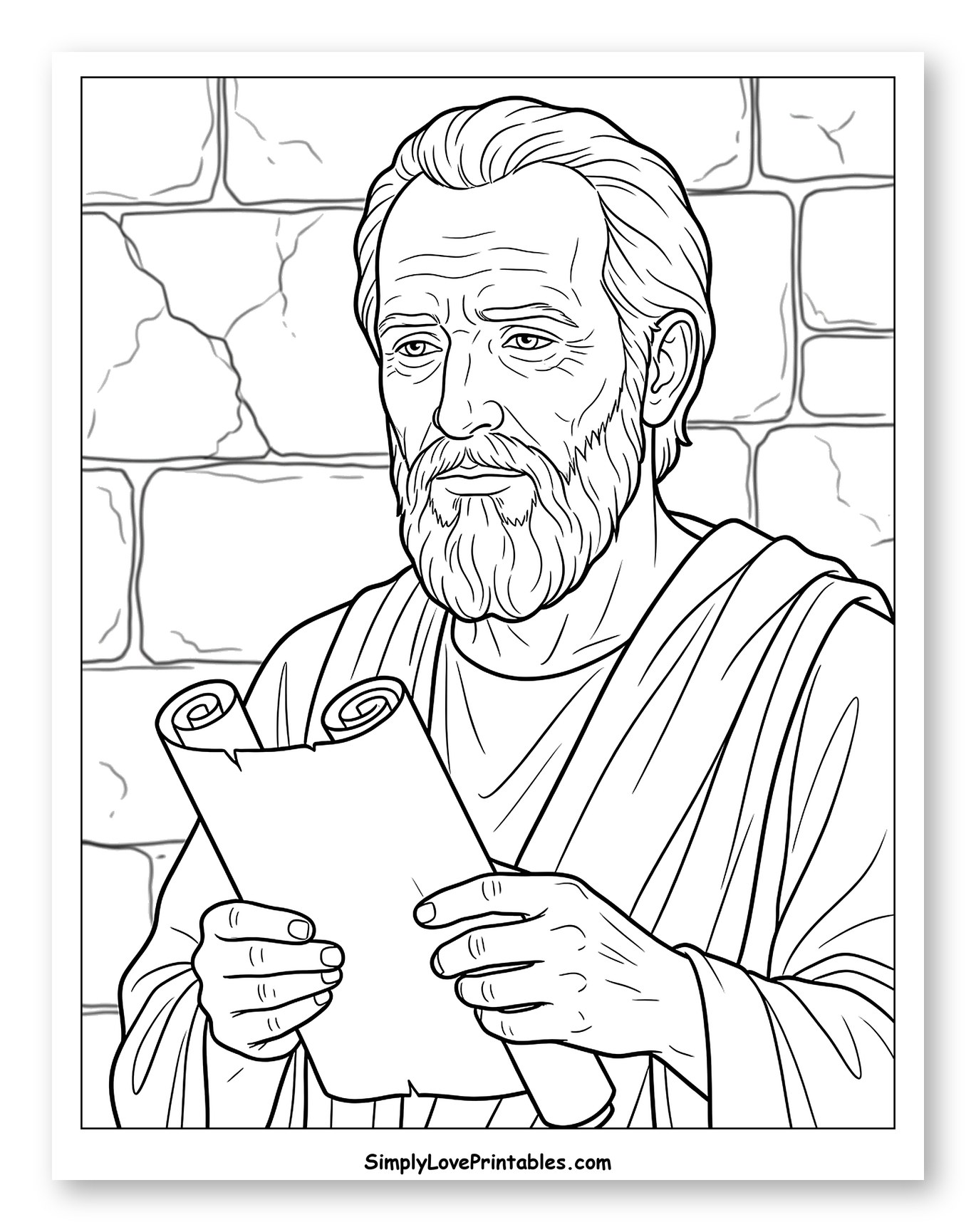Apostle Paul Holding a Rolled Scroll Coloring Sheet