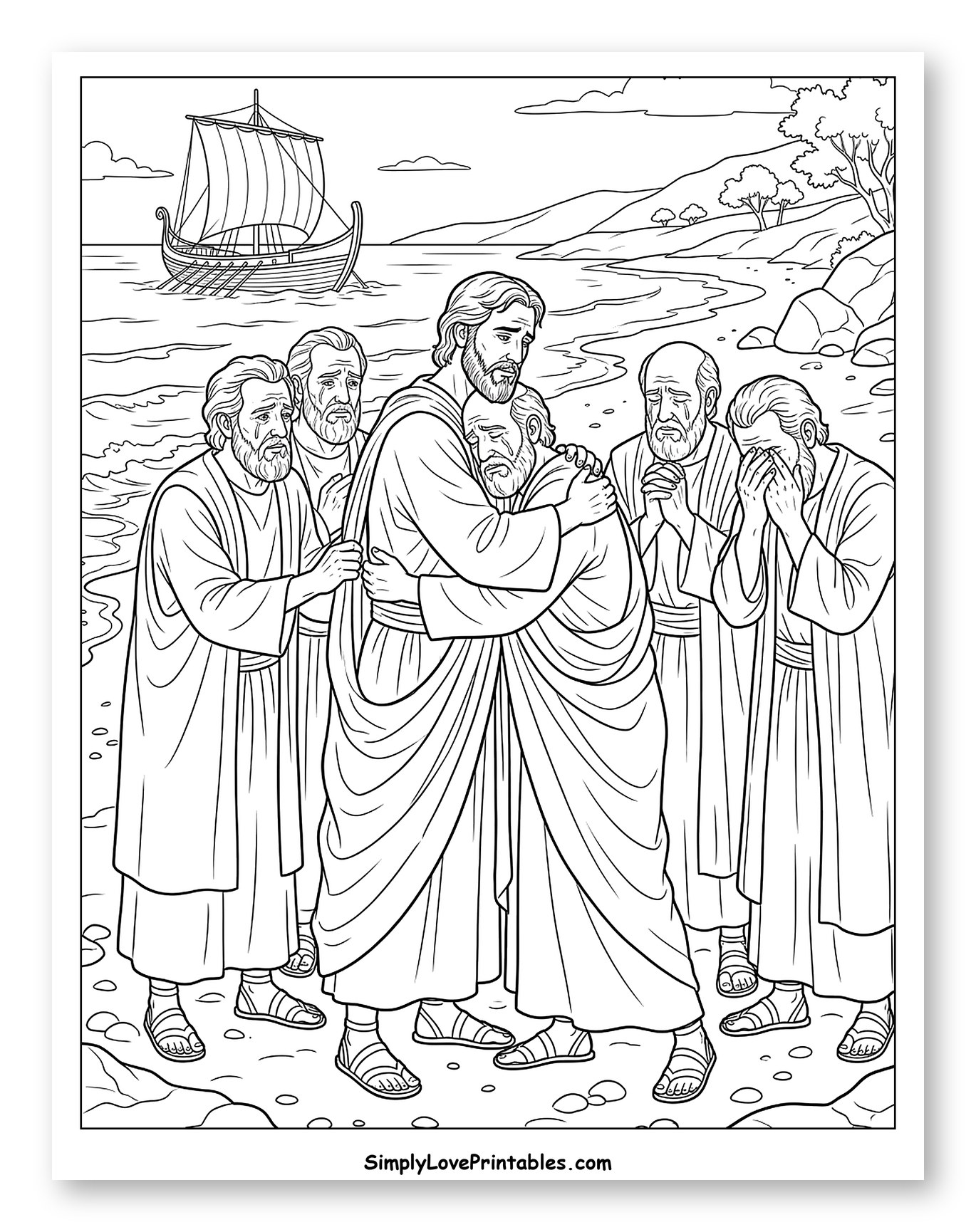 Apostle Paul's Farewell Embrace with Elders