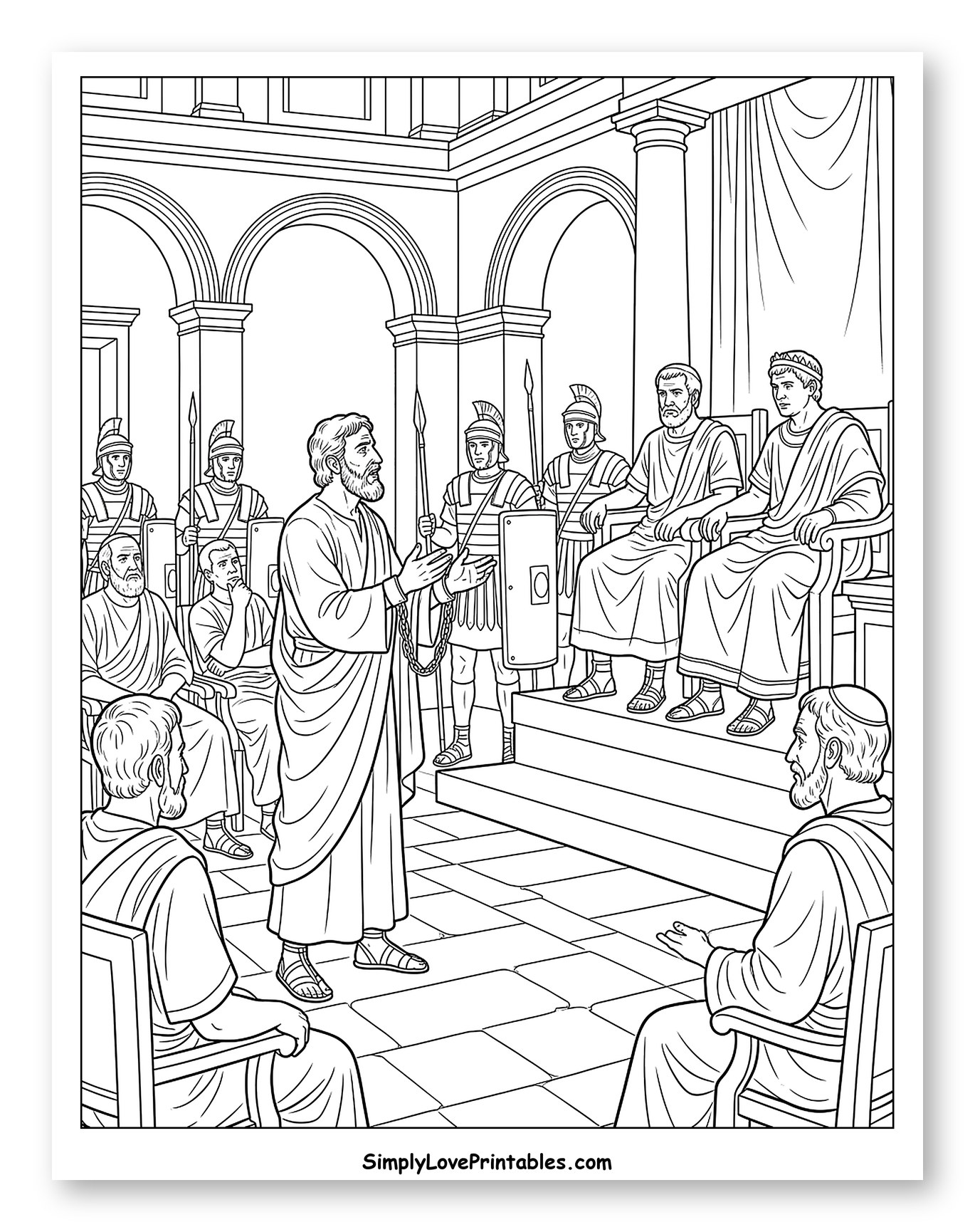 Apostle Paul Speaking Before Officials Coloring Page