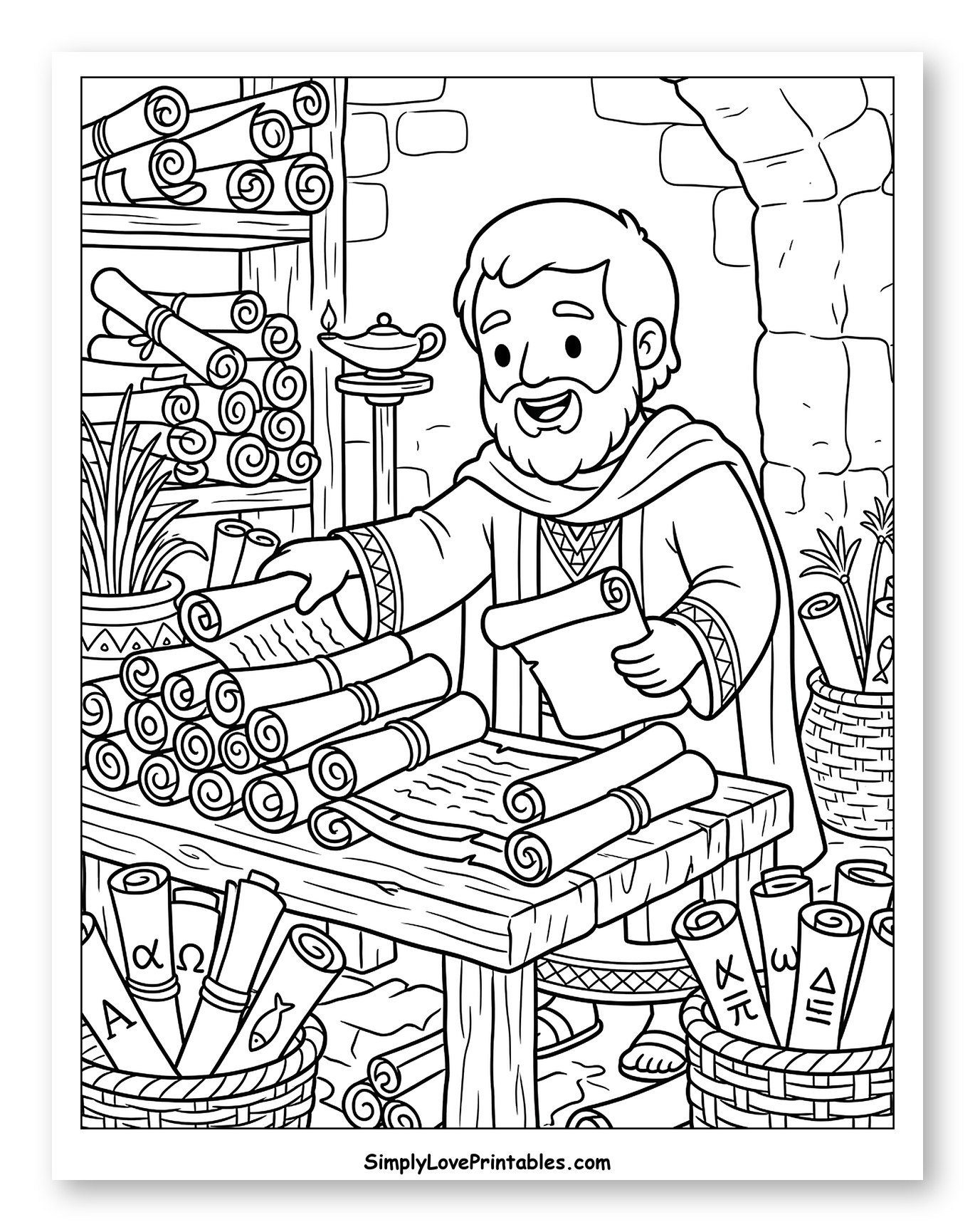 Apostle Paul Studying Ancient Scrolls