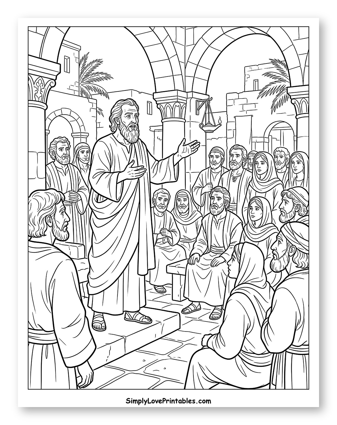 Apostle Paul Teaching a Group of Followers to Color