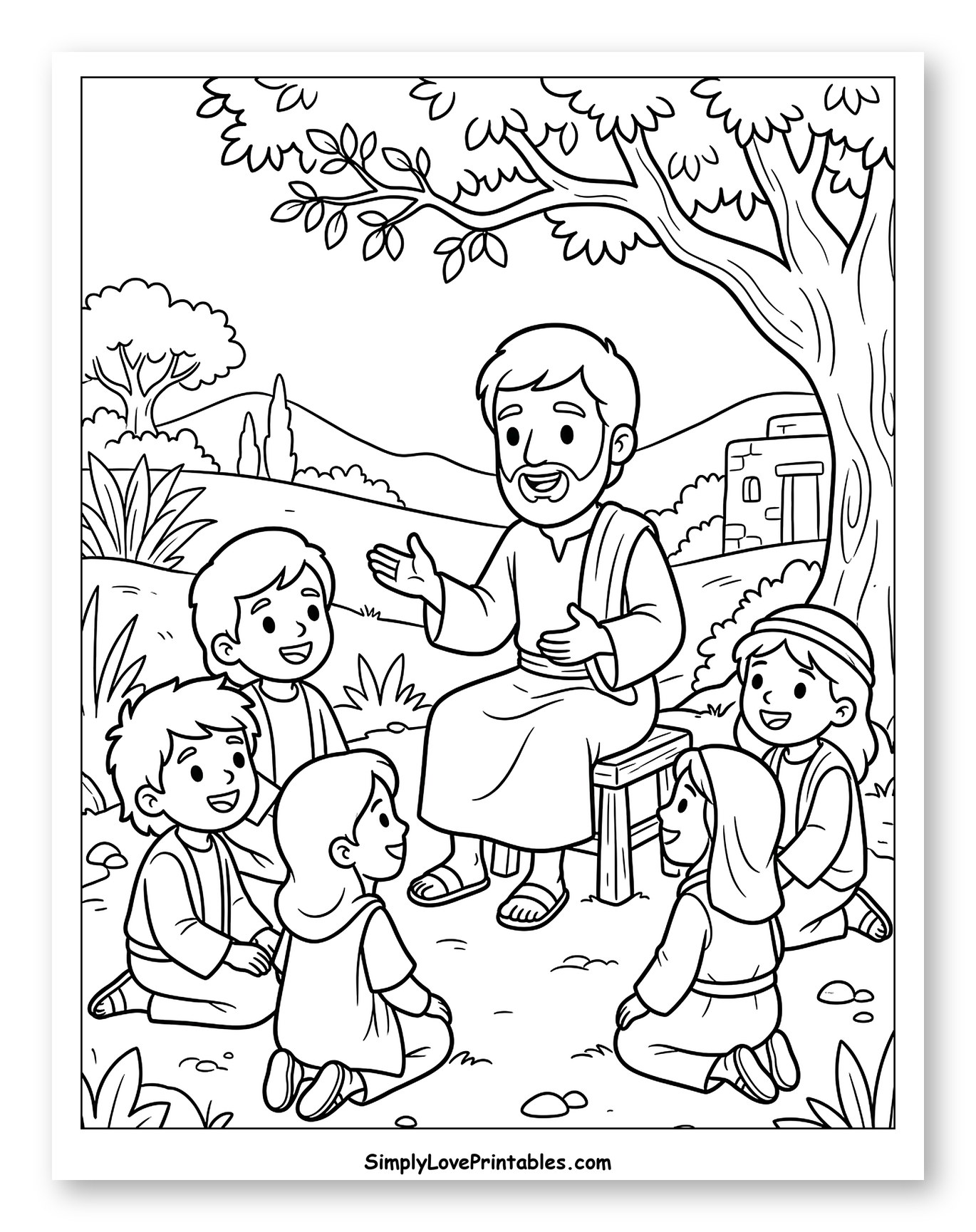 Apostle Paul Teaching Children Under a Tree