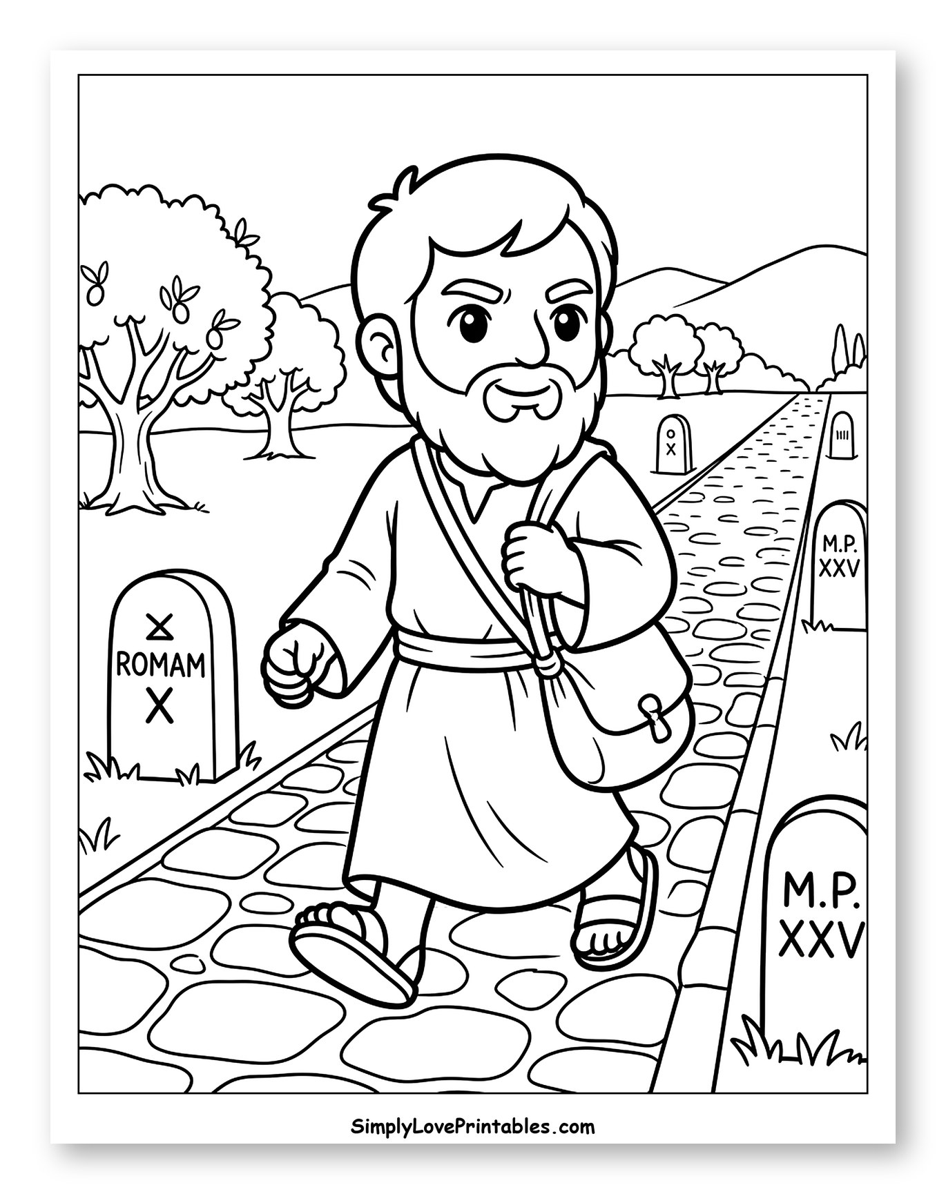 Apostle Paul Walking on a Stone Path