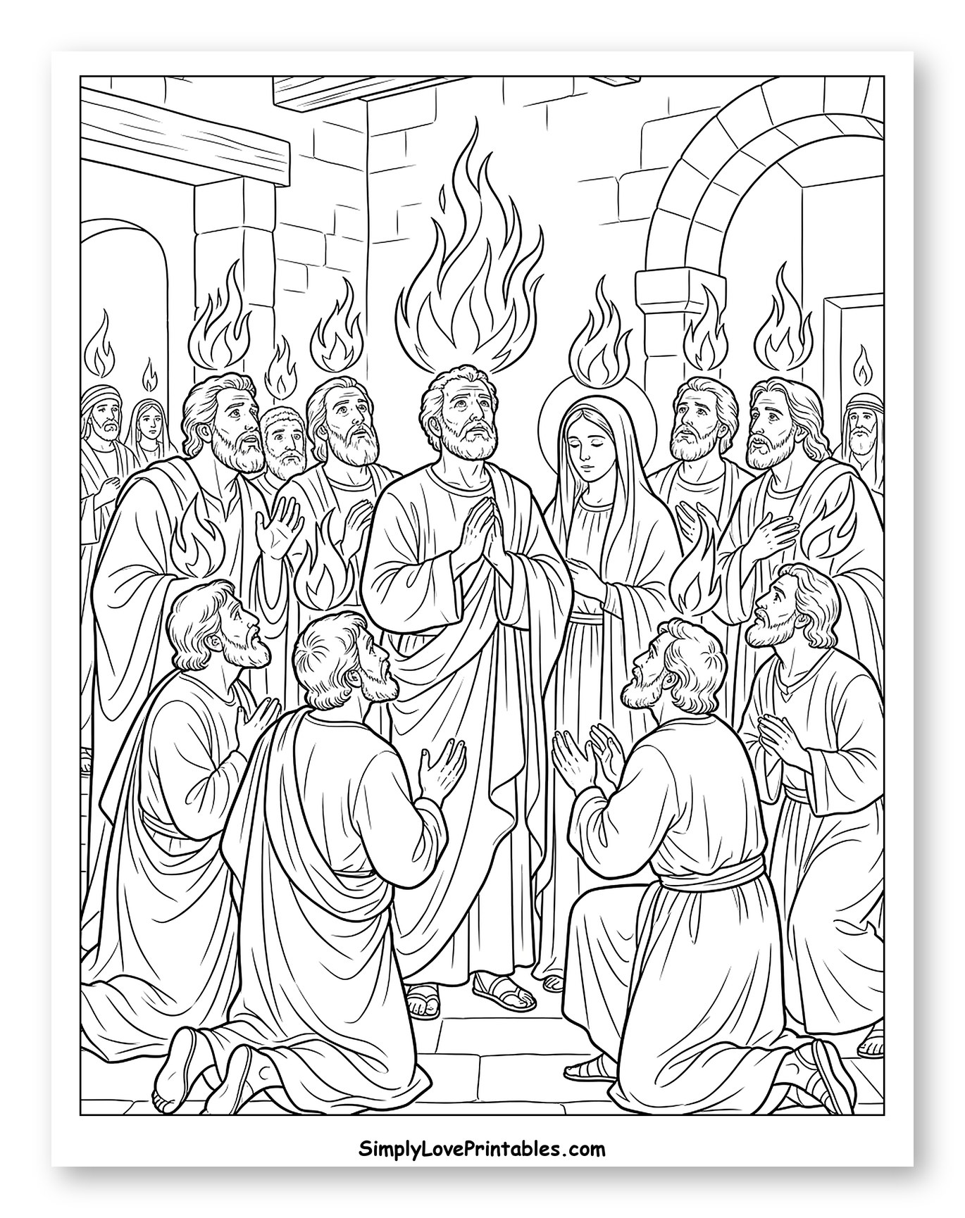 Apostles and Mary Receiving the Holy Spirit at Pentecost