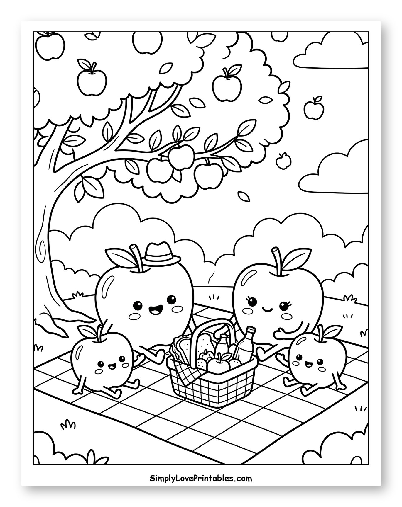 Apple Family Picnic Under a Tree