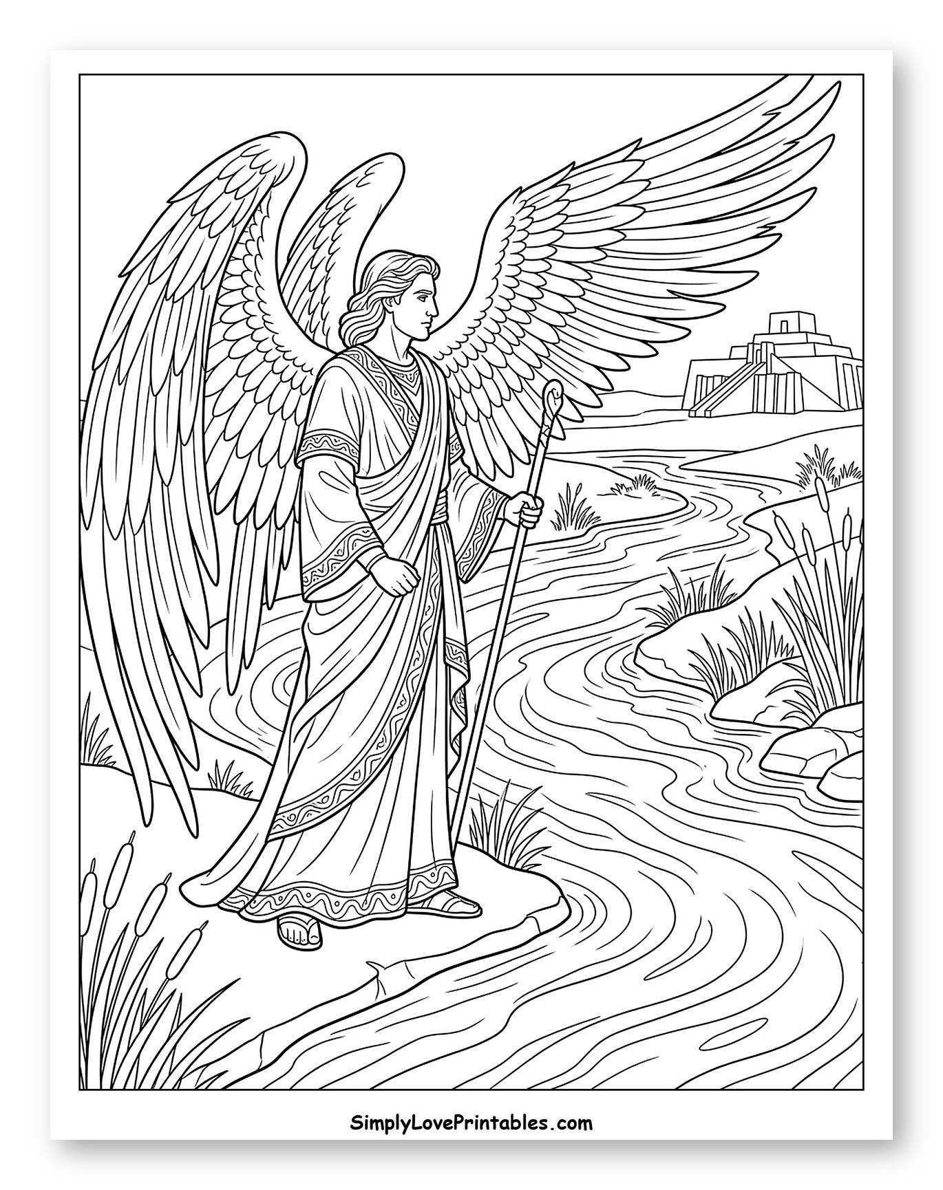 Archangel Gabriel Standing by Riverbank