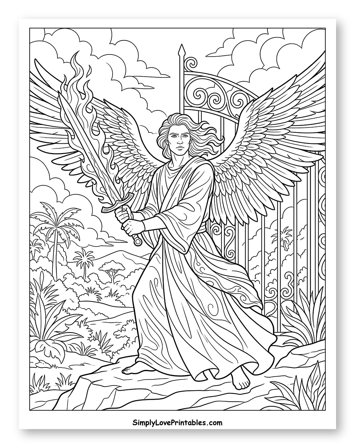 Archangel Guarding Eden S Gate with Flaming Sword