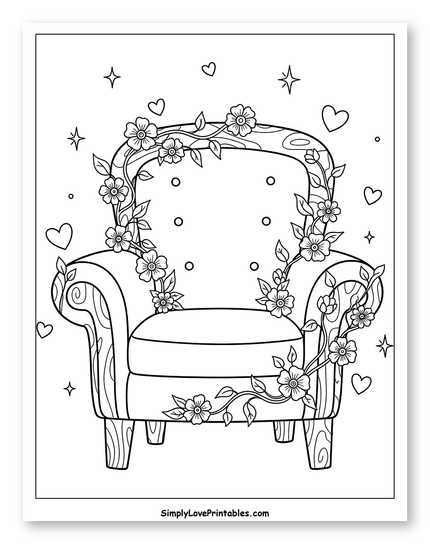 Armchair with Flowering Vines and Hearts
