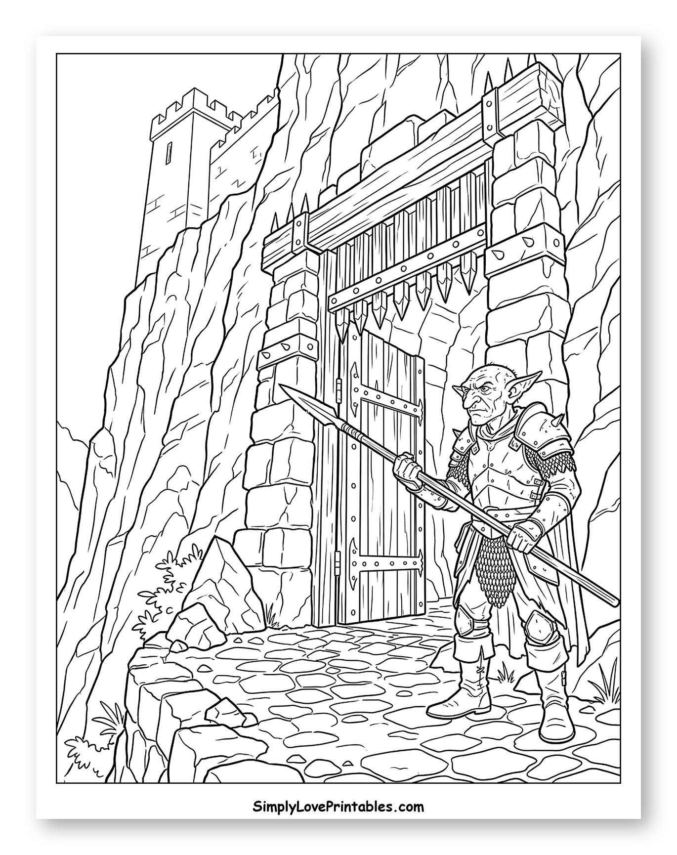 Armored Goblin Guard with Spear at Cliff Gate