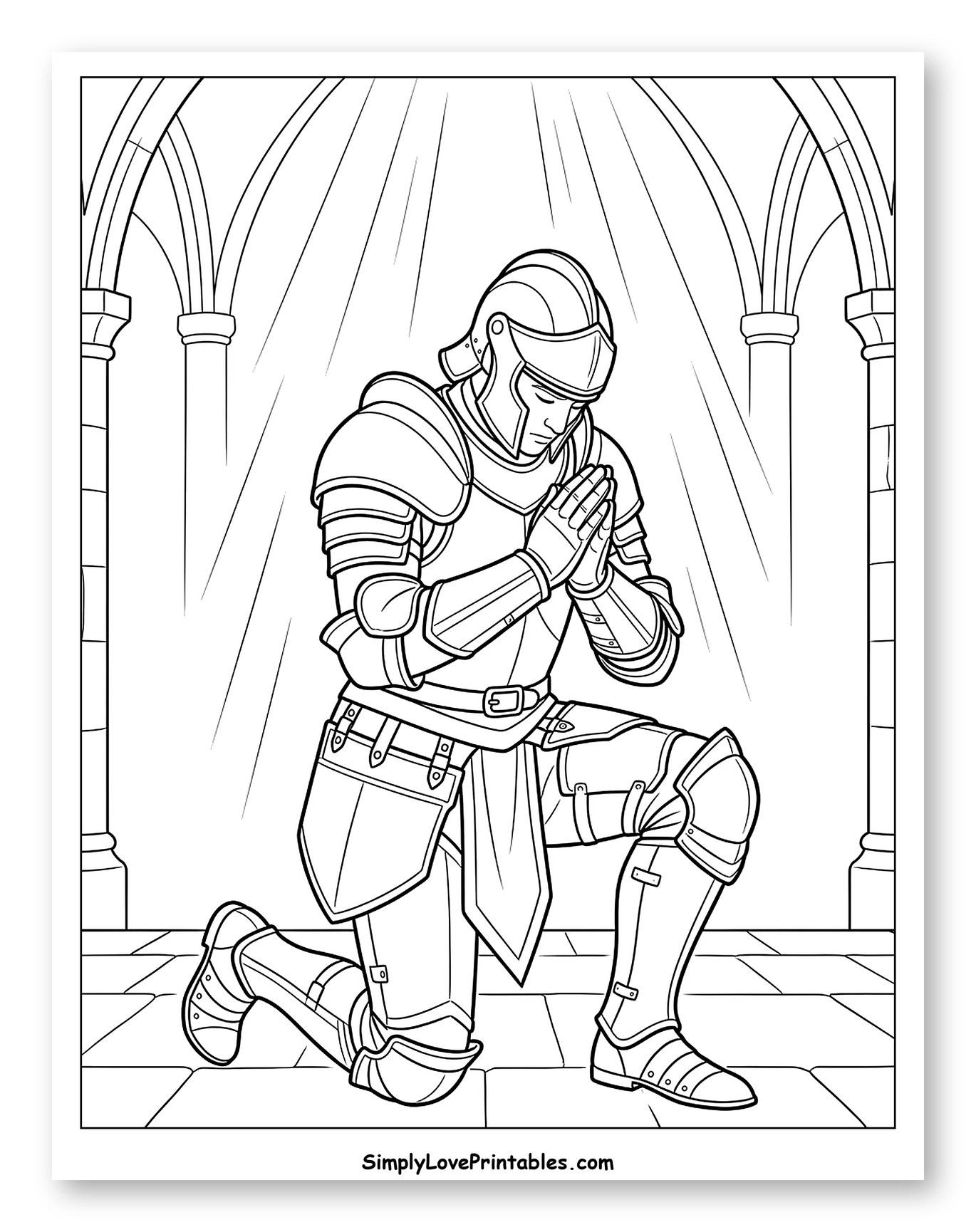 Armored Knight Kneeling in Prayer