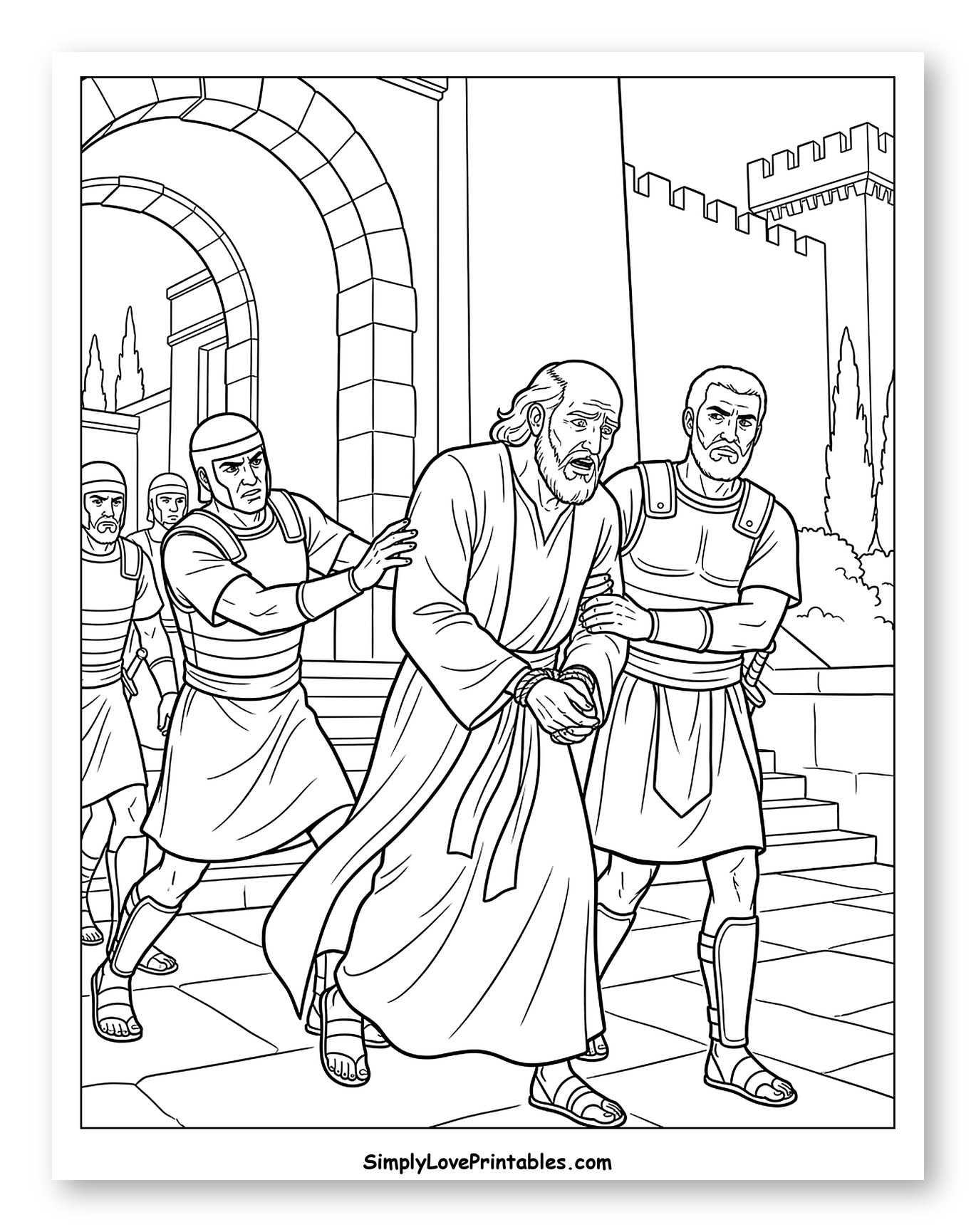 Arrested Man Led by Roman Soldiers to Color