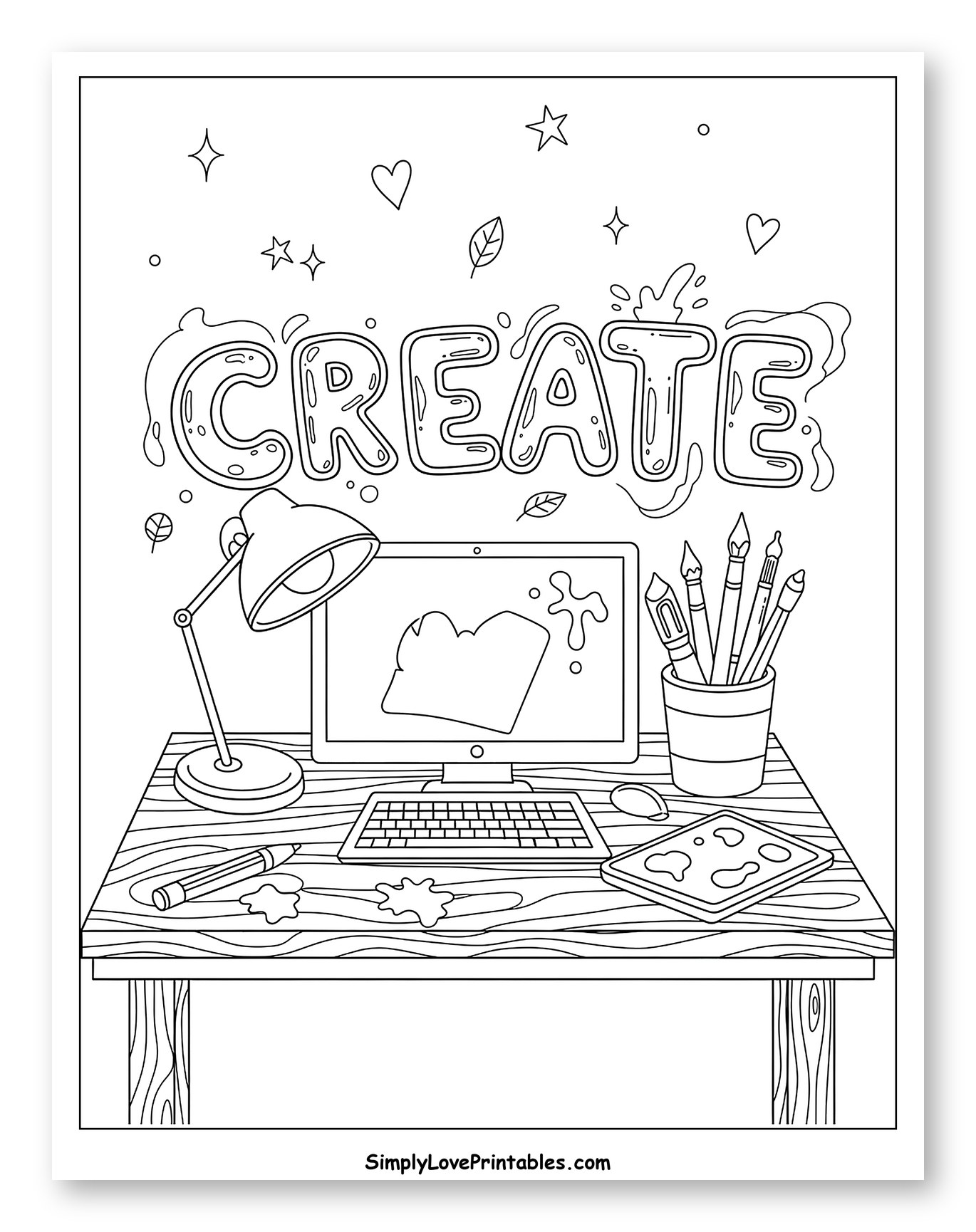 Artist's Desk with "CREATE" Lettering