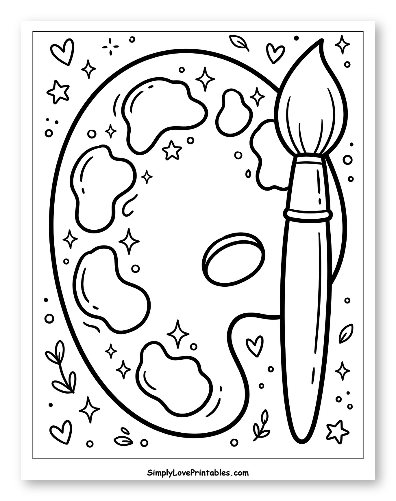 Artist's Palette and Paintbrush with Decorative Elements
