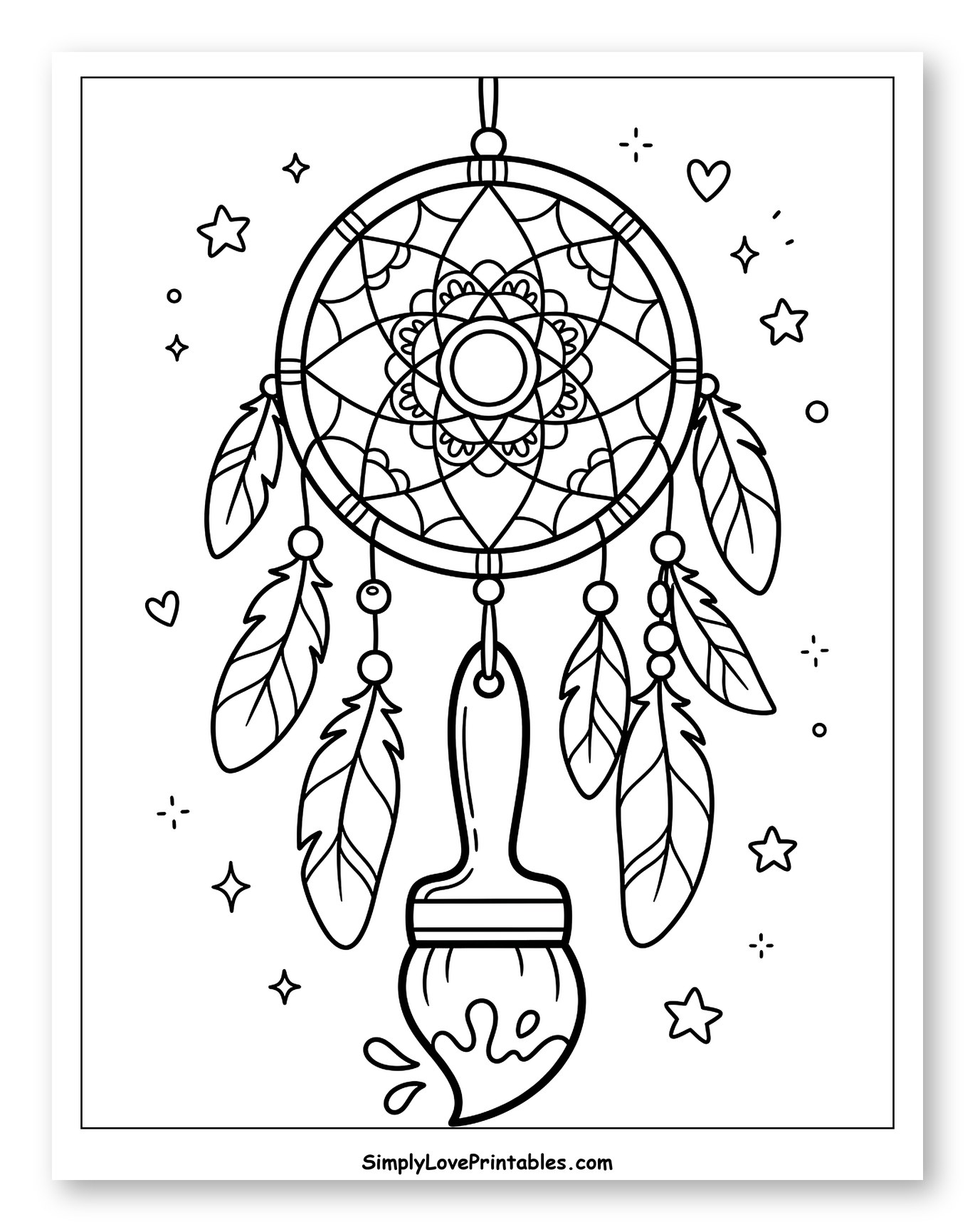 Artistic Dreamcatcher with Paintbrush and Dripping Paint