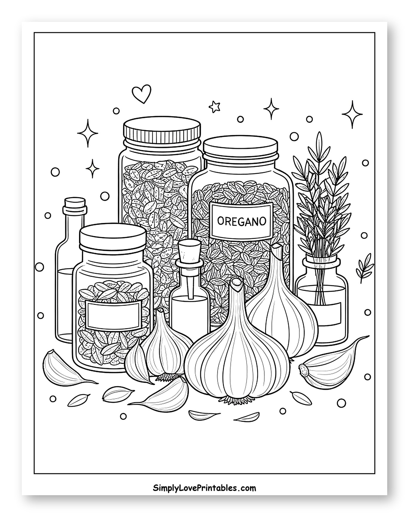 Assortment of Spices, Herbs, and Garlic