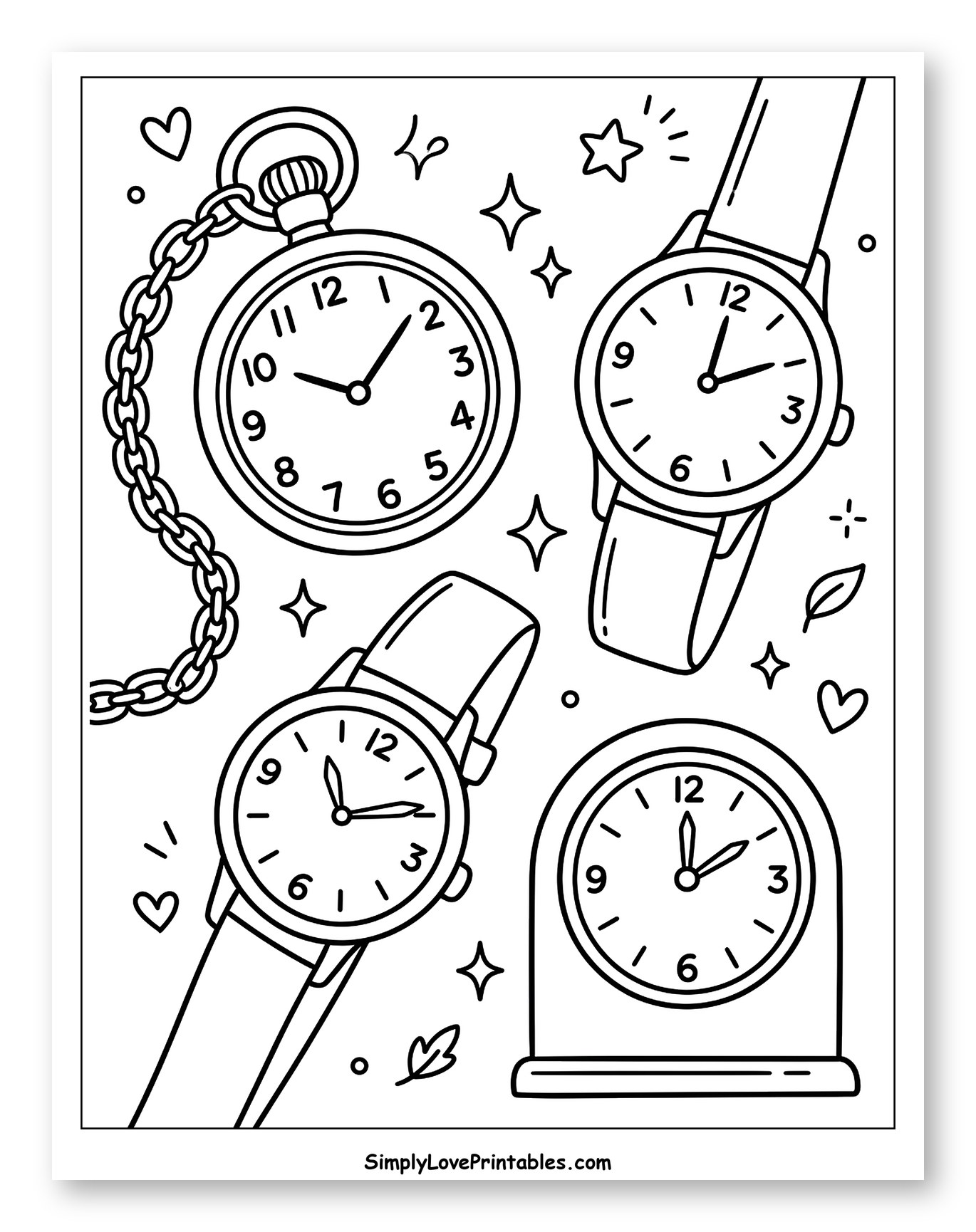 Assortment of Timepieces with Decorative Elements