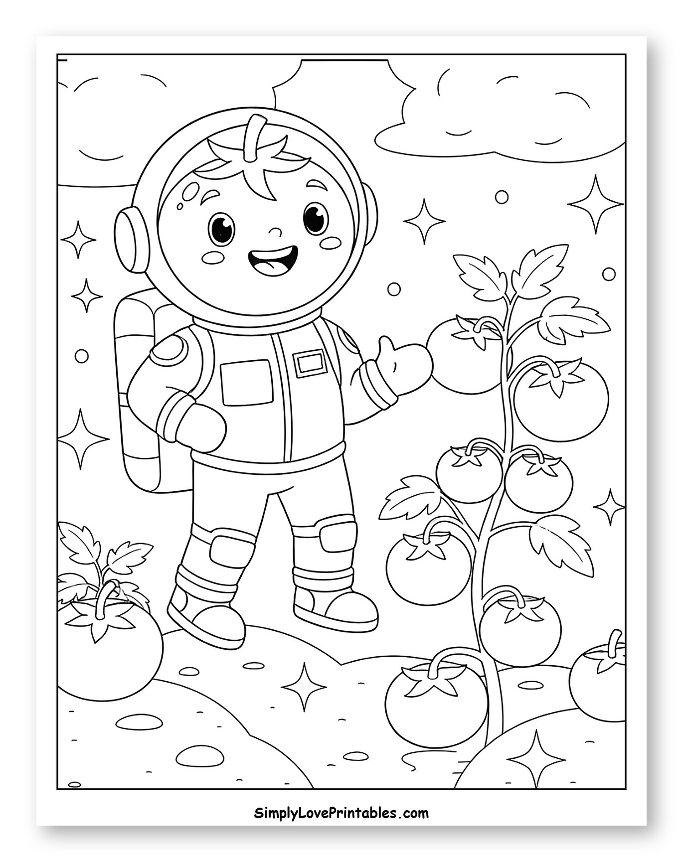 Astronaut Cultivating Tomatoes on Another Planet