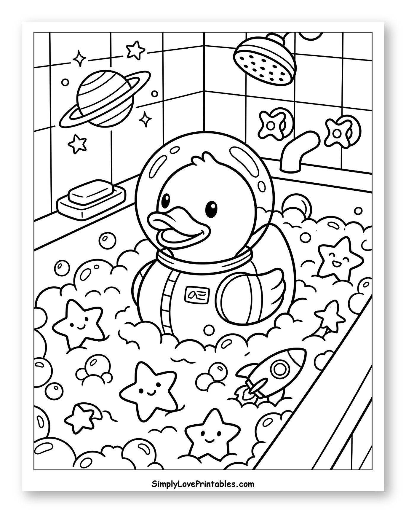 Astronaut Rubber Duck in Space Bubble Bath