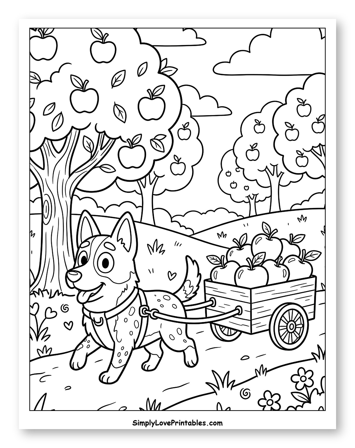 Australian Cattle Dog Pulling Apple Cart