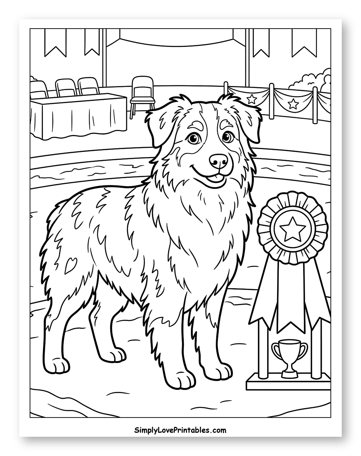 Australian Shepherd with Trophy at Dog Show
