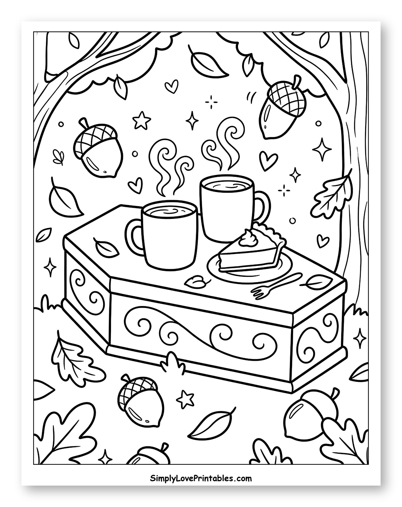 Autumn Coffin Picnic with Mugs and Pie