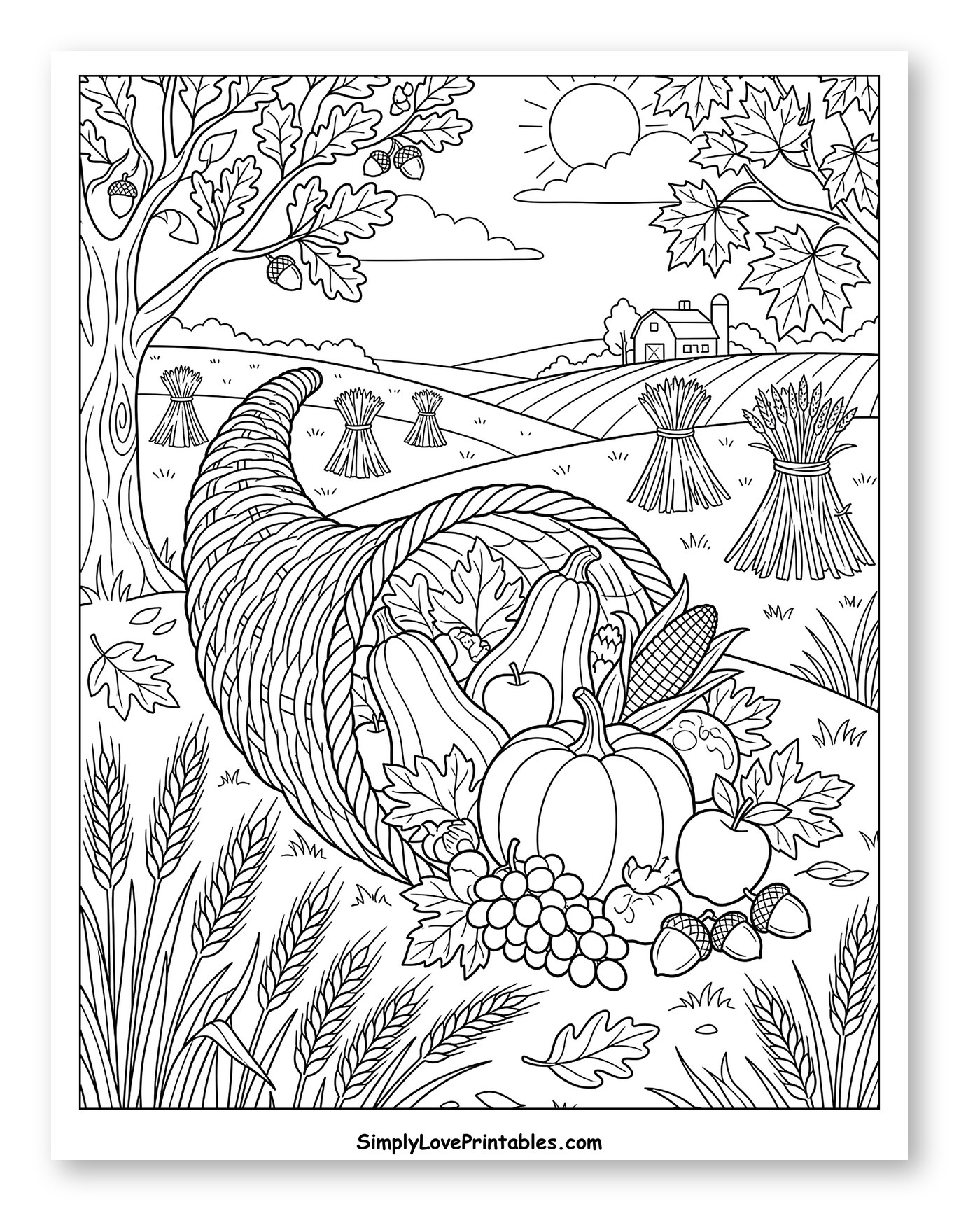 Autumn Cornucopia and Bountiful Farm Scene