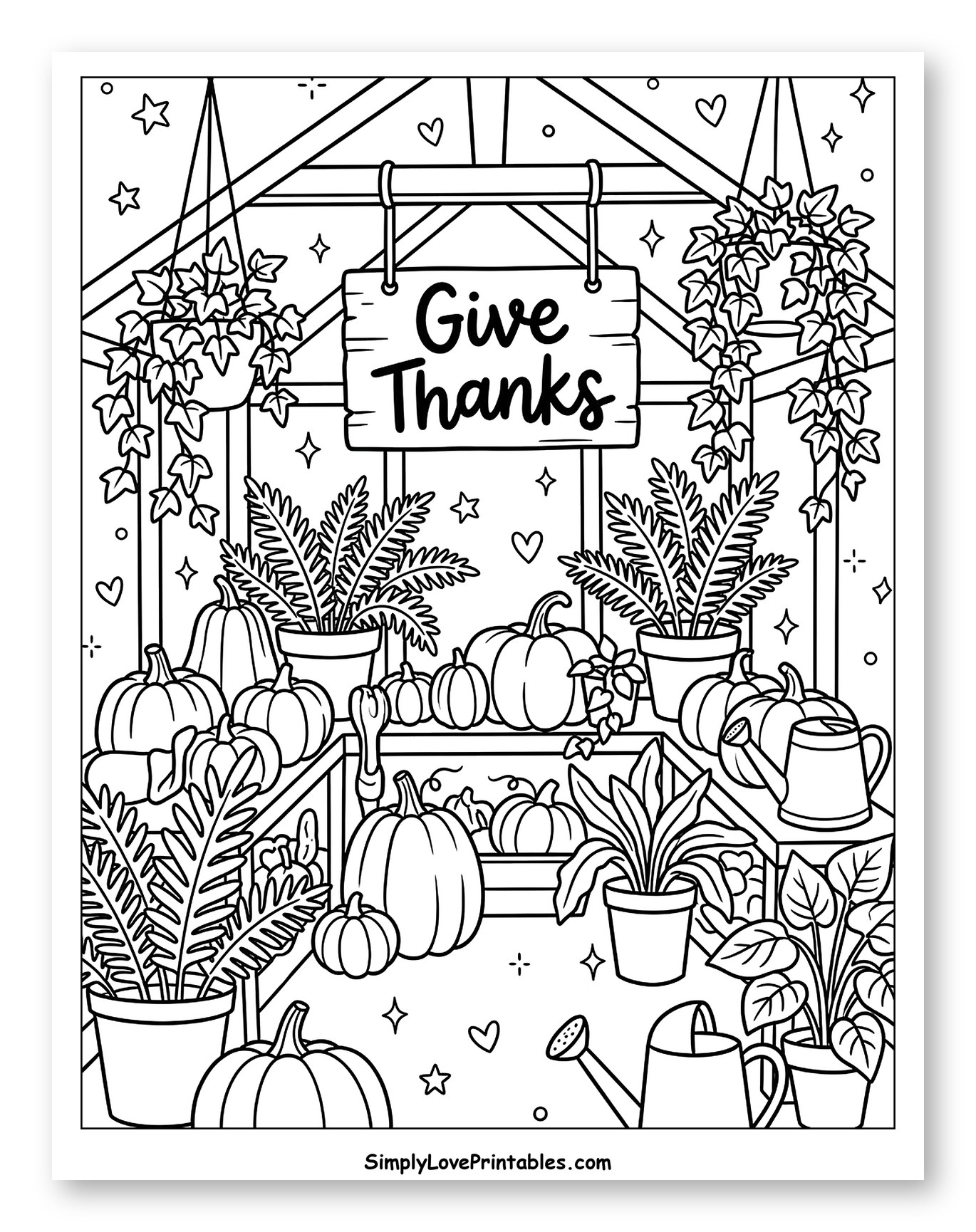 Autumn Greenhouse with Give Thanks Sign