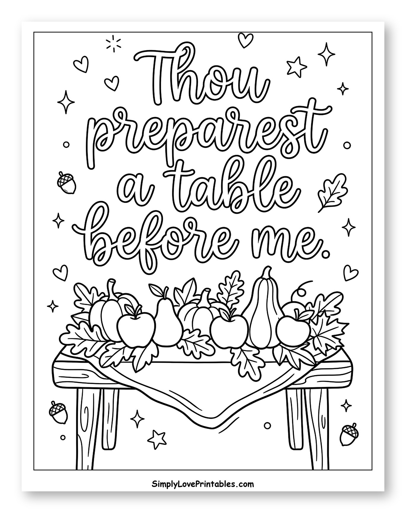 Autumn Harvest Table with Psalm 23 Verse