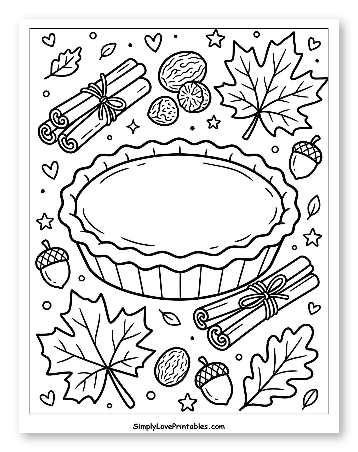 Autumn Pie with Spices and Leaves