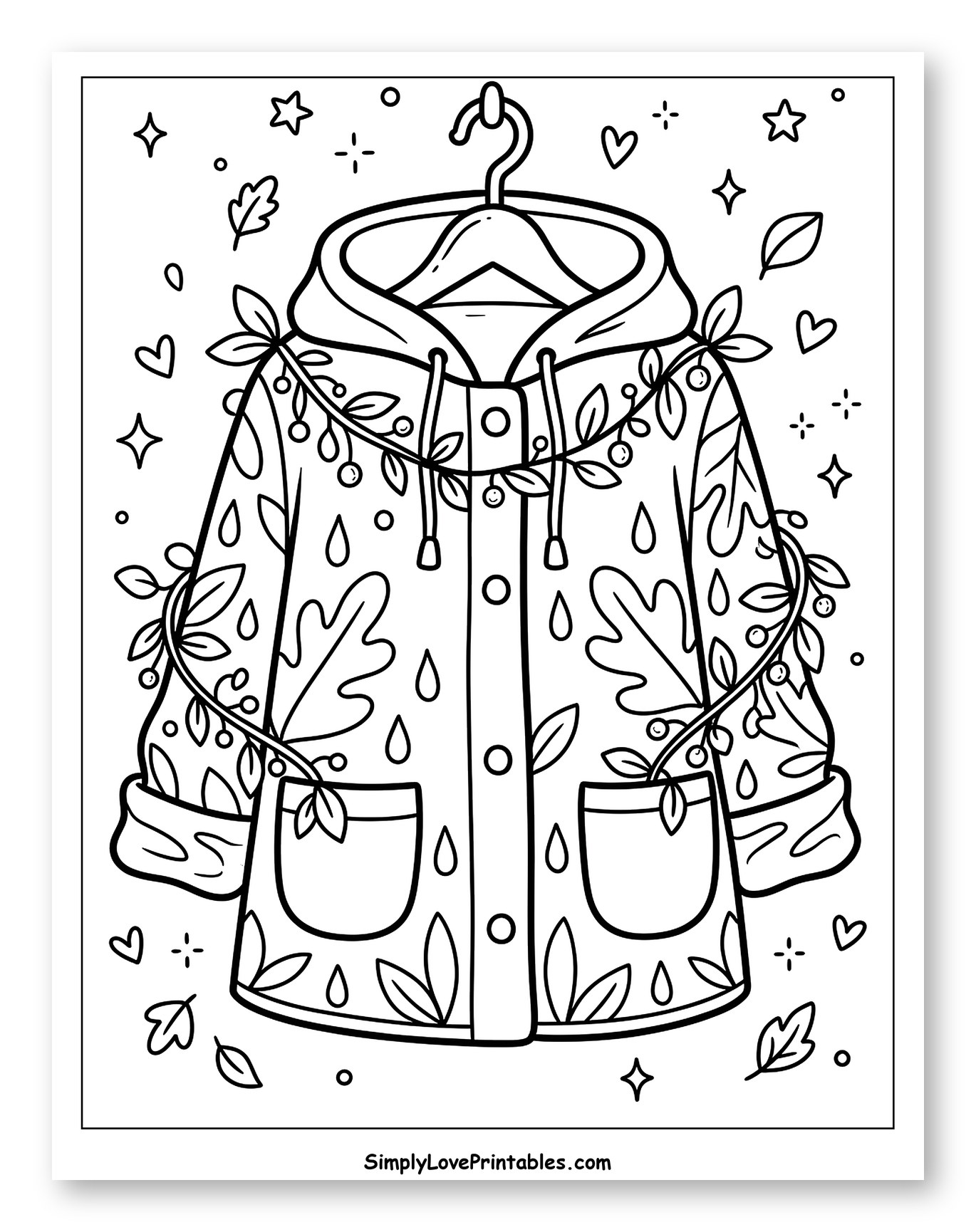 Autumn Rain Jacket with Leaves and Berries