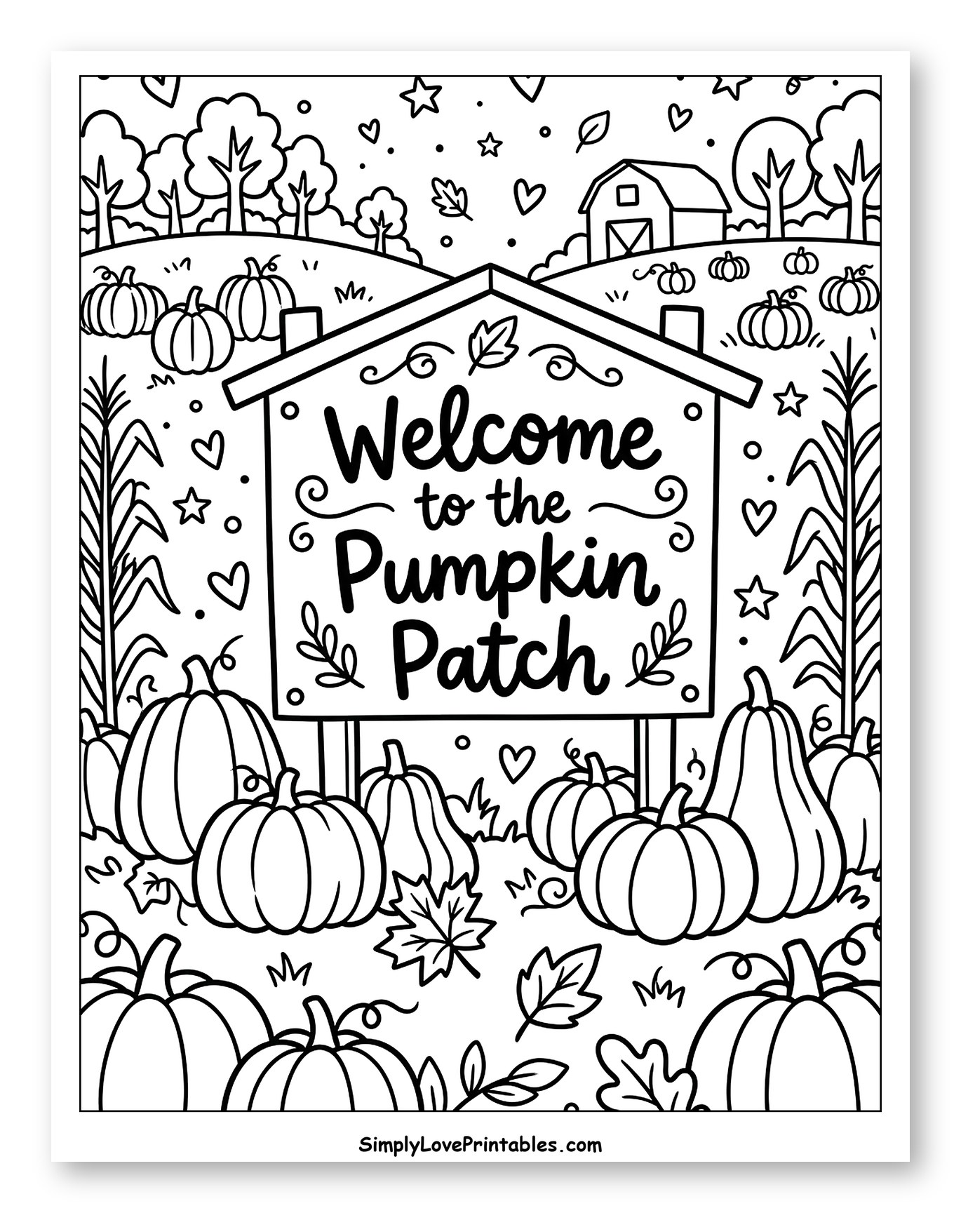 Autumn Sign in a Festive Pumpkin Patch
