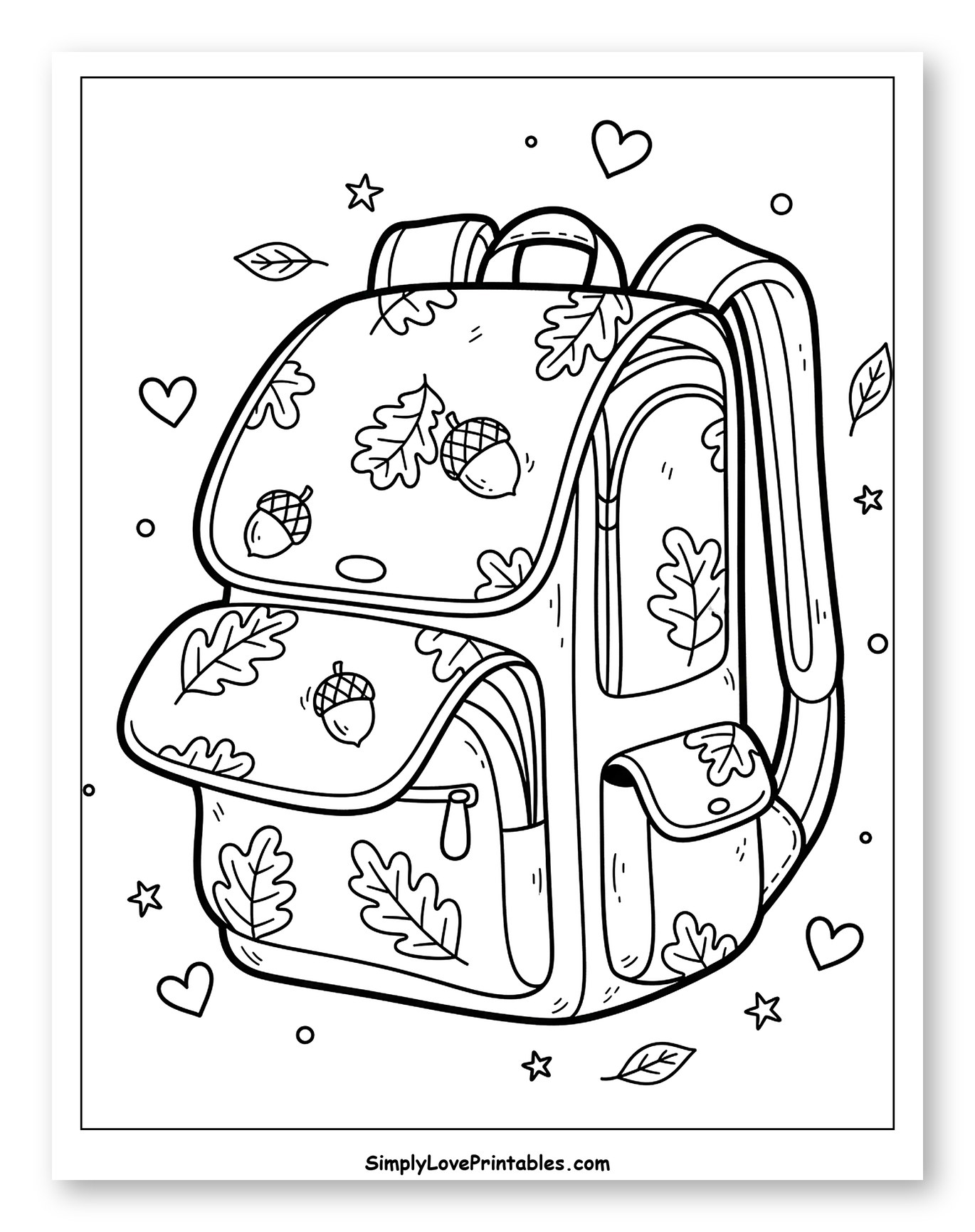 Autumn Themed School Backpack with Acorns