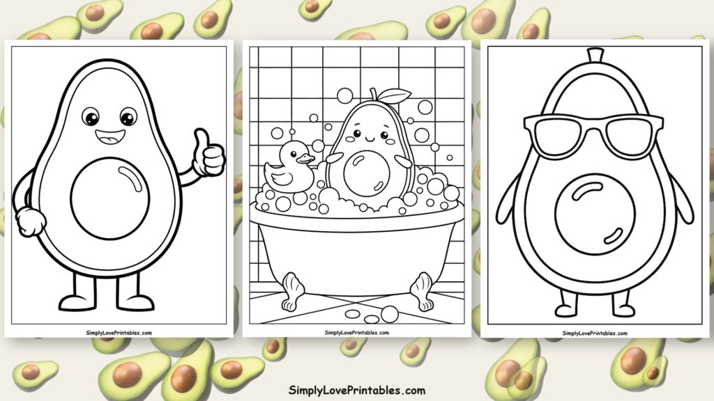 Avocado coloring pages featured image