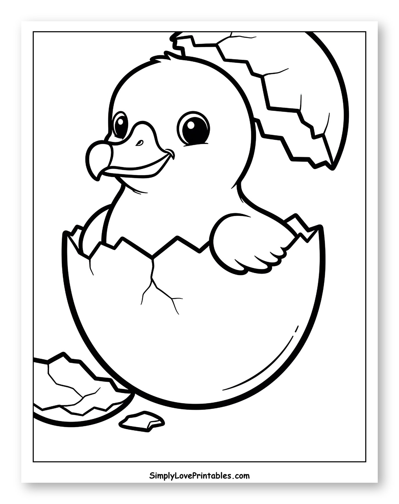 Baby Albatross Hatching from Egg Coloring Page for Toddlers