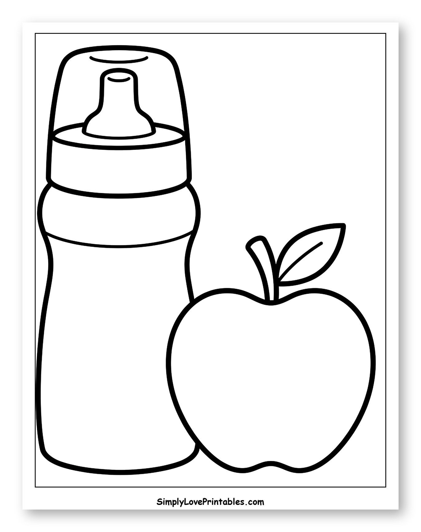 Baby Bottle and Apple Outline