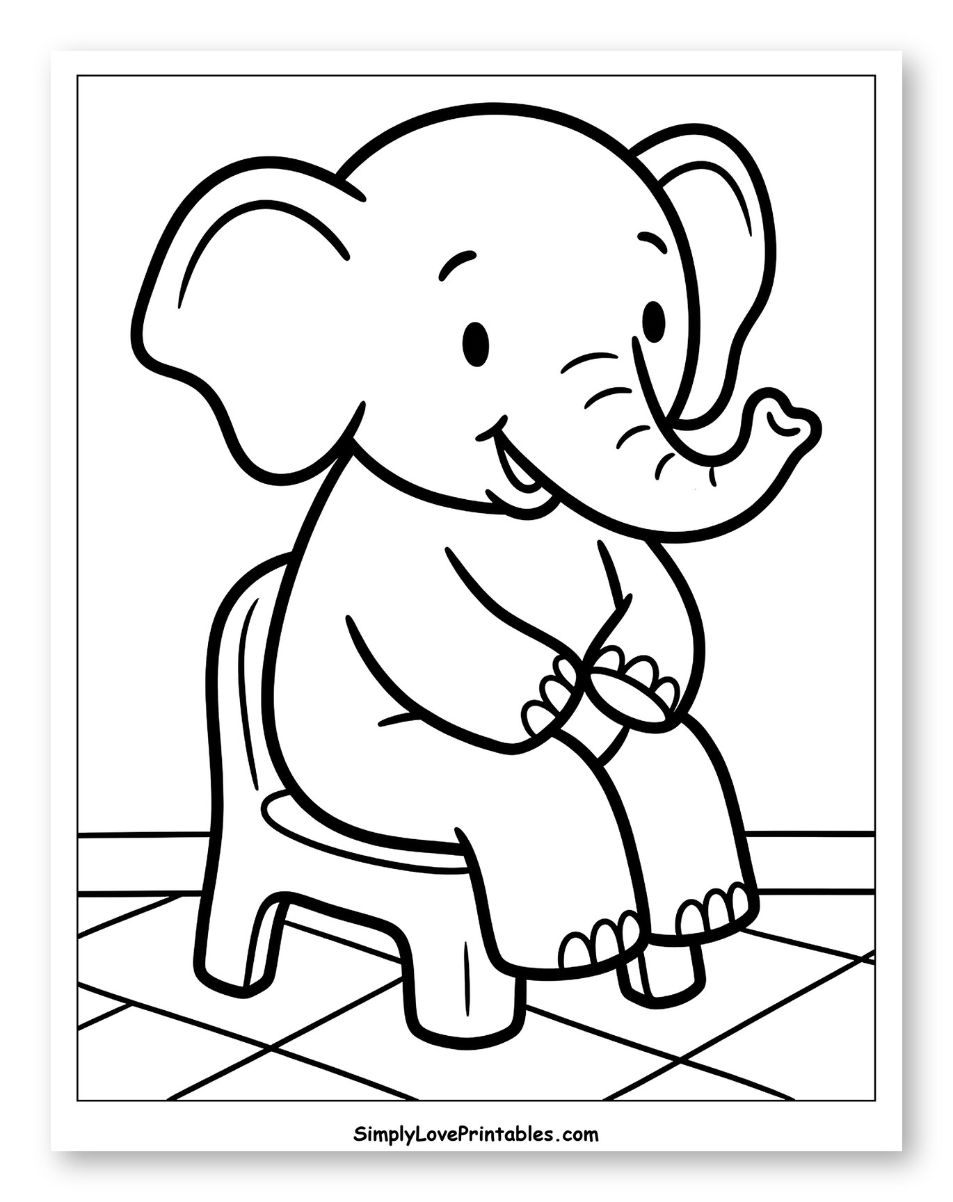 Baby Elephant Sitting on a Stool