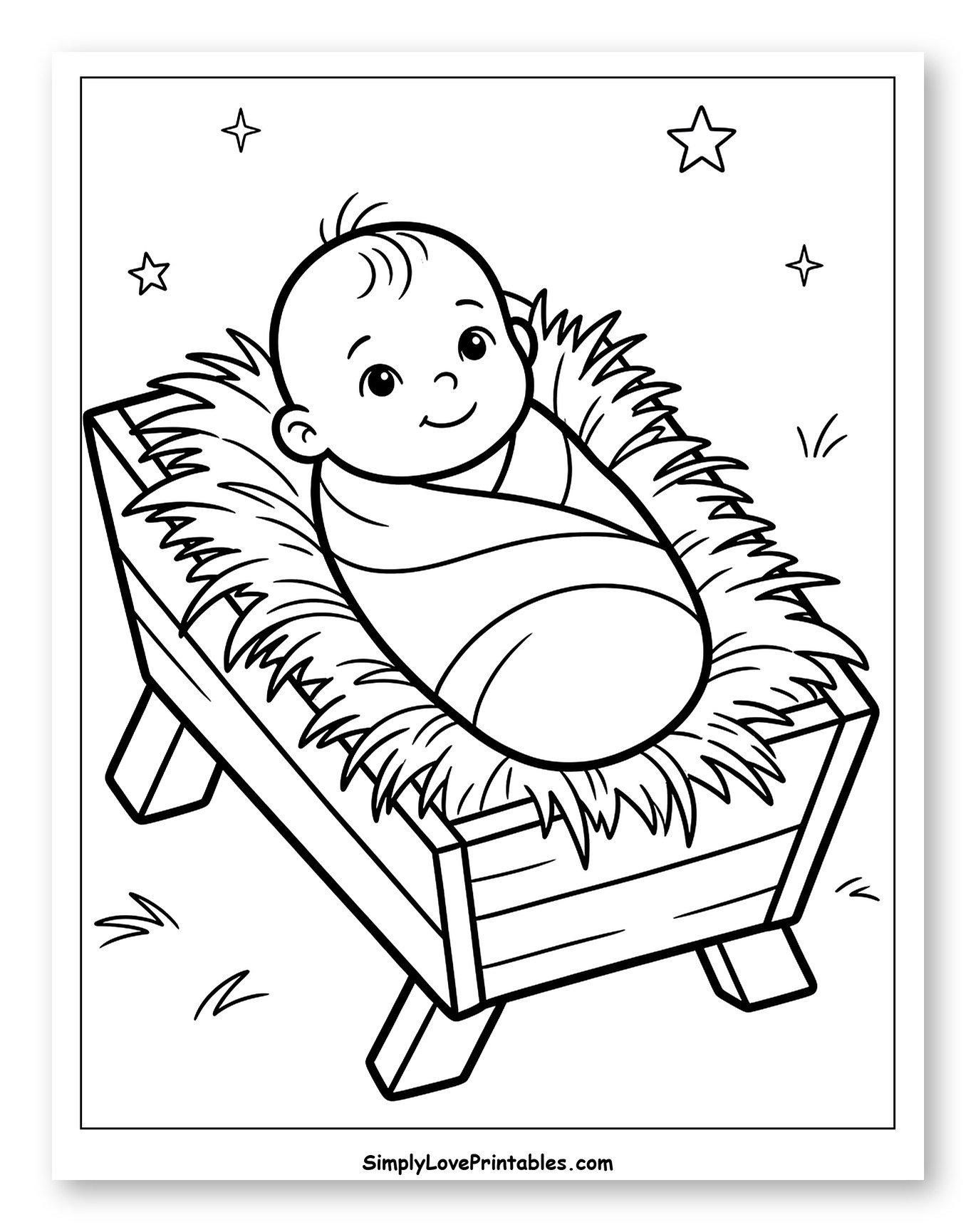 Baby Jesus in a Manger with Stars