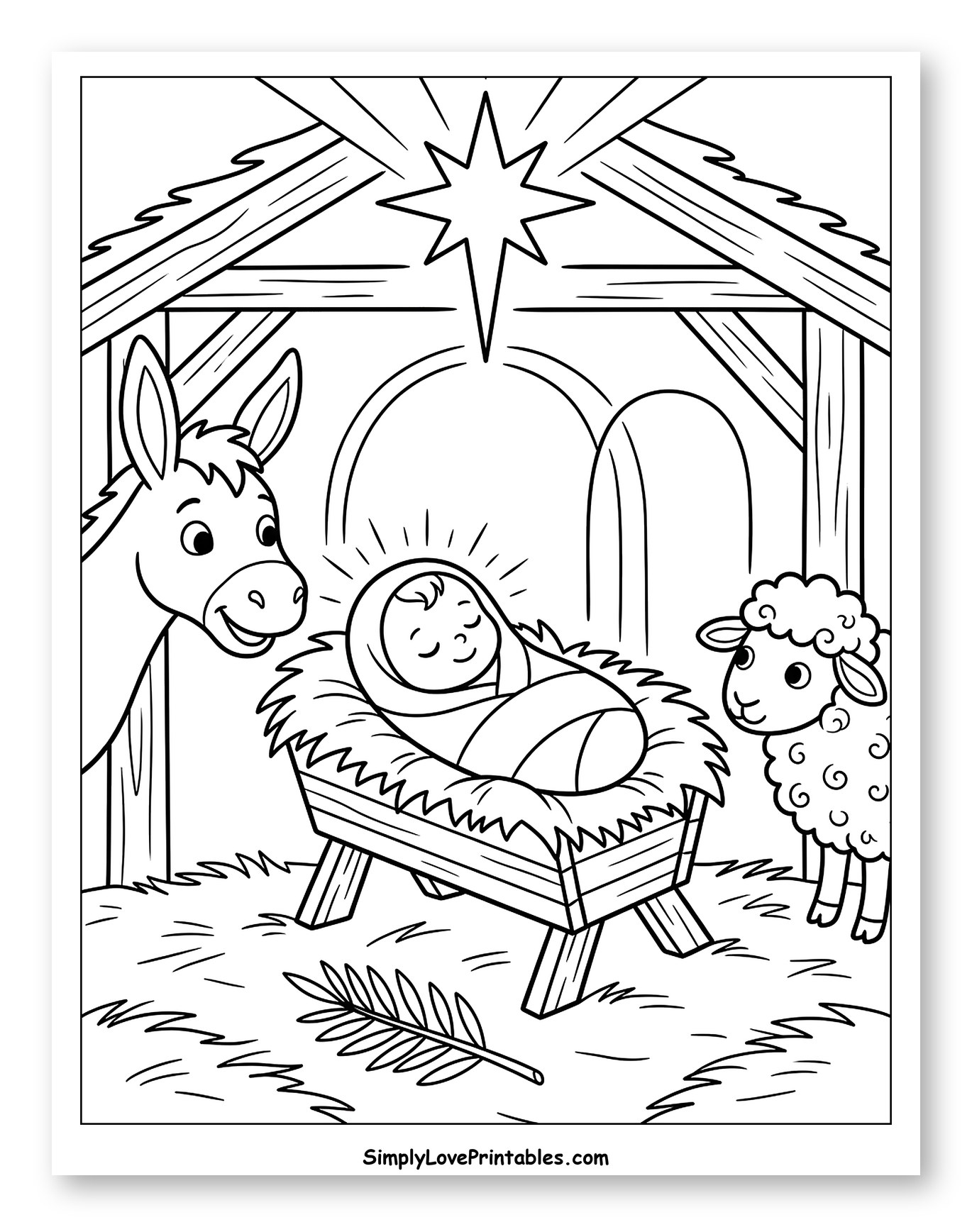 Baby Jesus in Manger with Animals