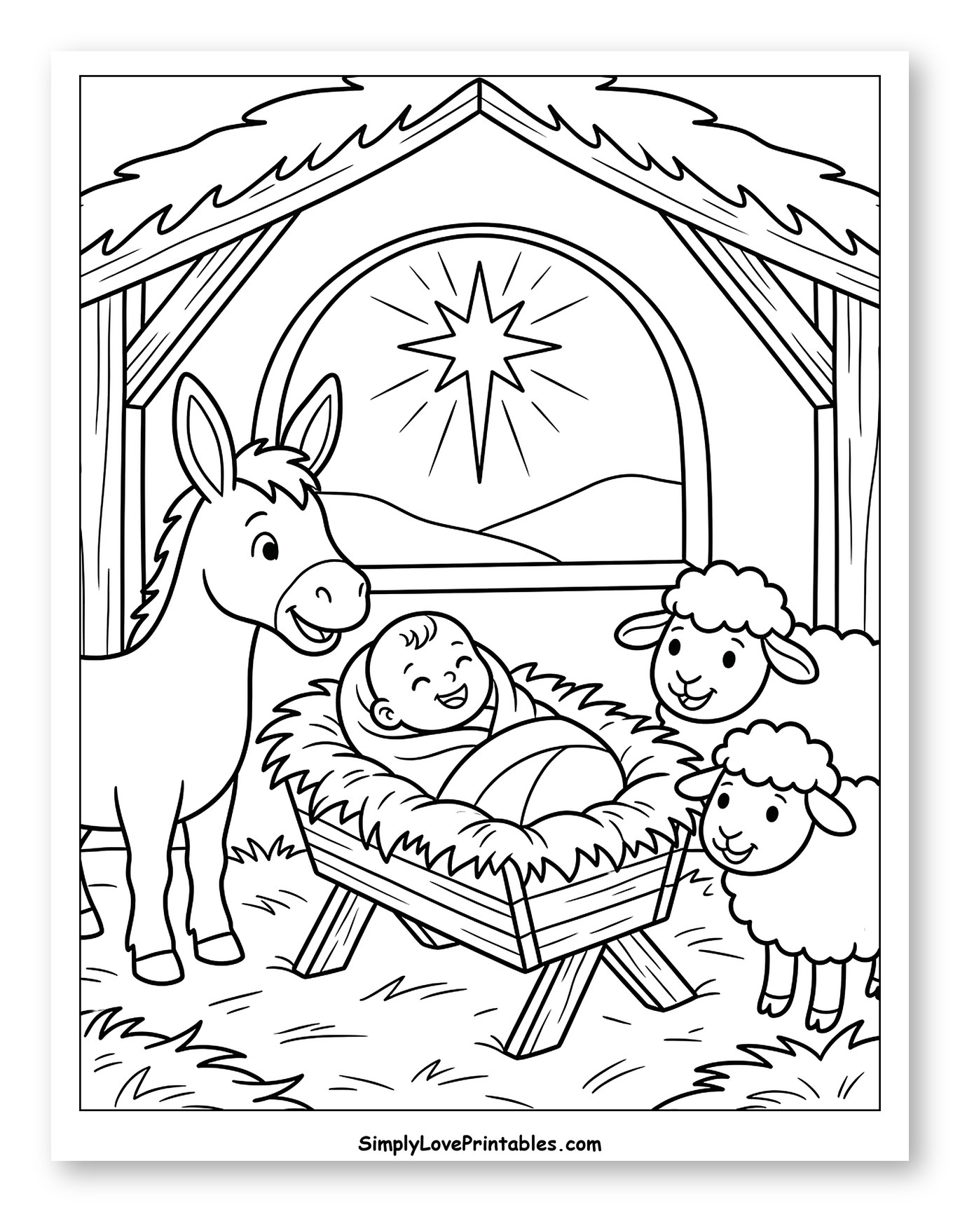 Baby Jesus in Manger with Animals