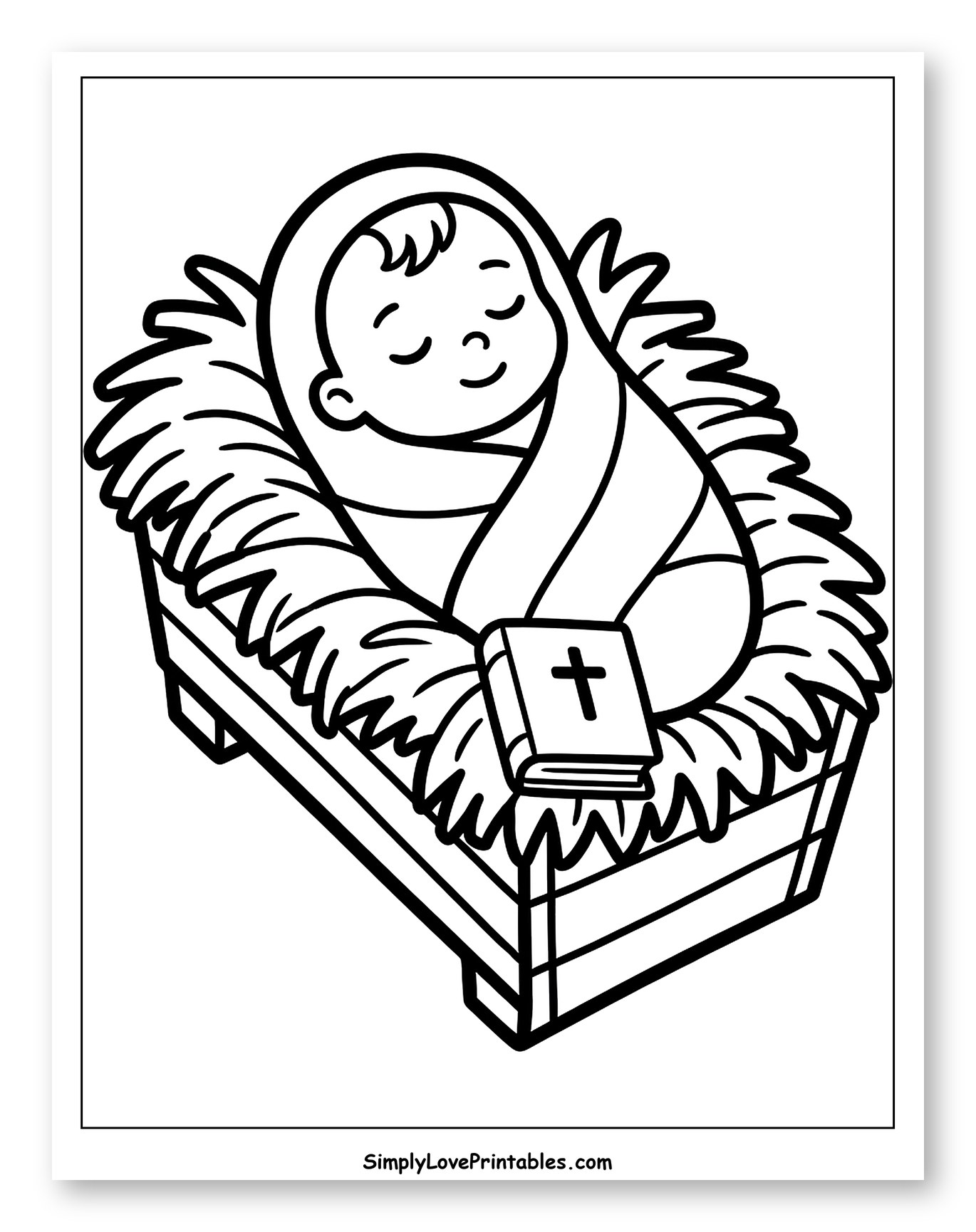 Baby Jesus in Manger with Bible
