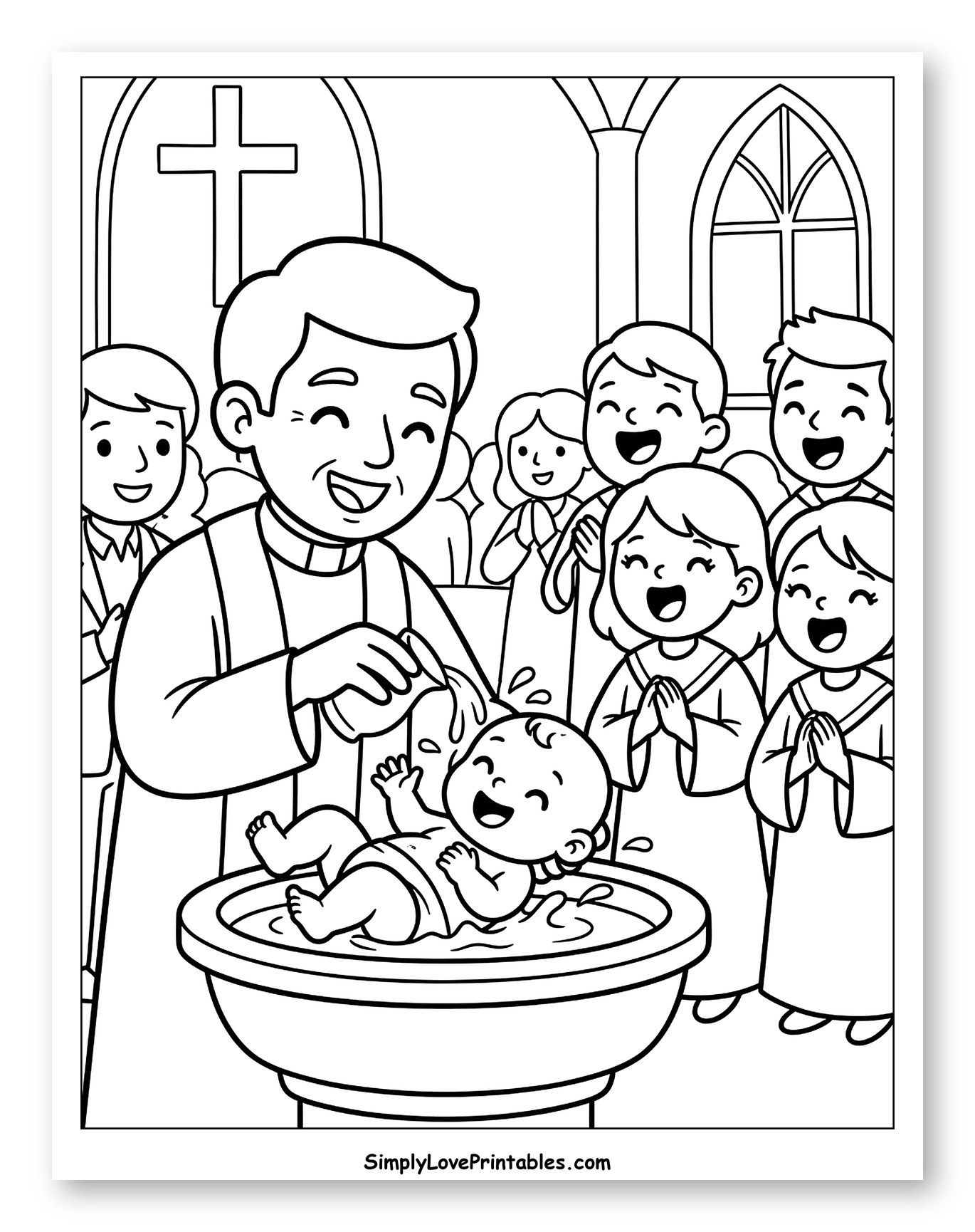 Baby's Baptism with Priest and Family