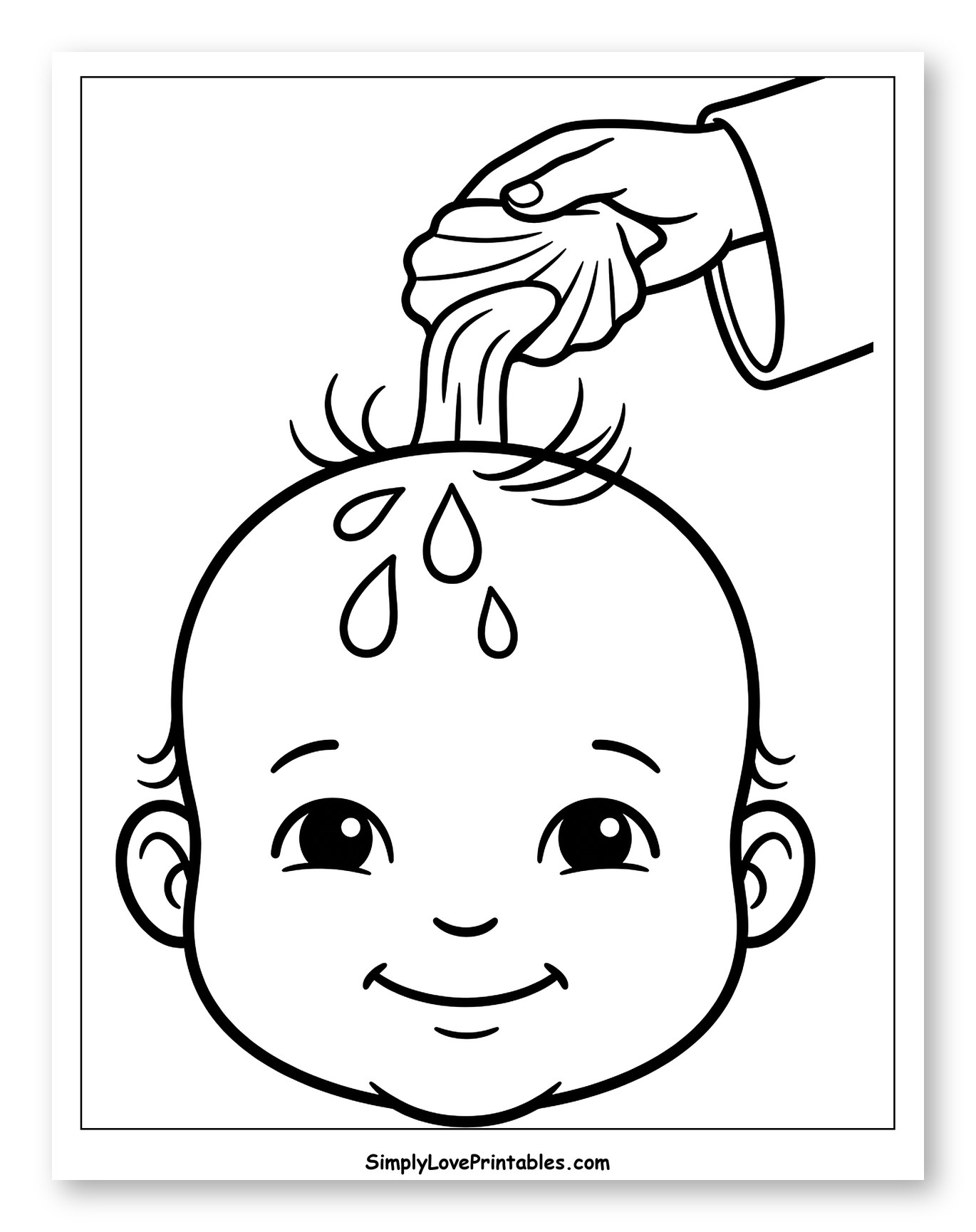 Baby's Head Being Baptized by Hand