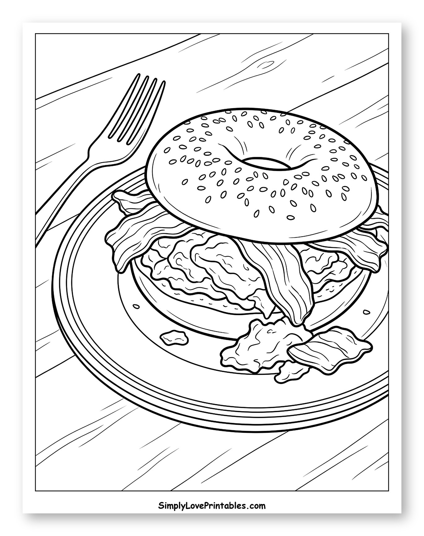 Bagel Sandwich with Bacon on a Plate