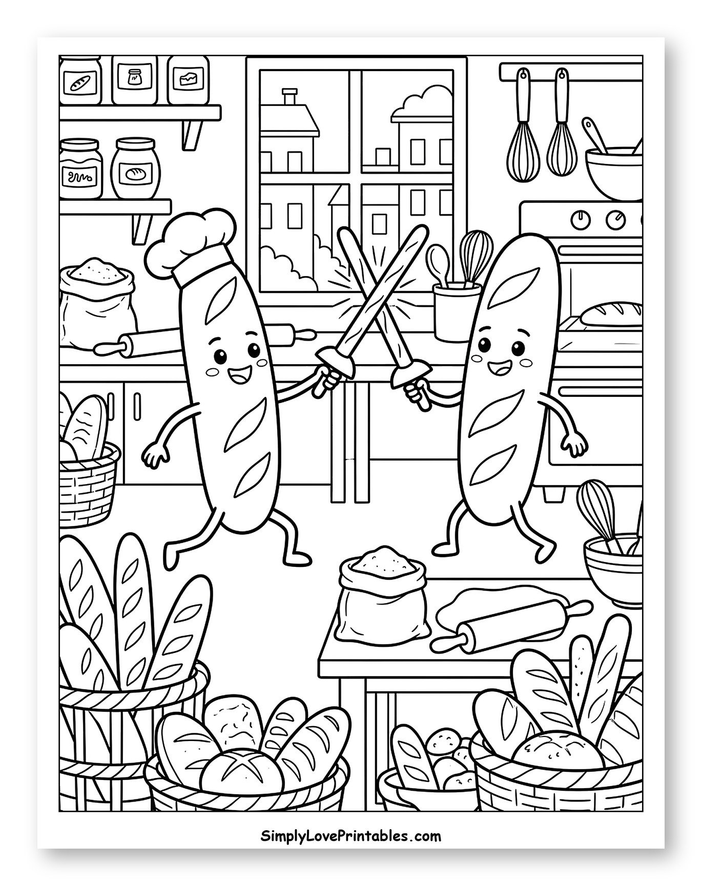 Baguette Chefs Fencing in a Bakery