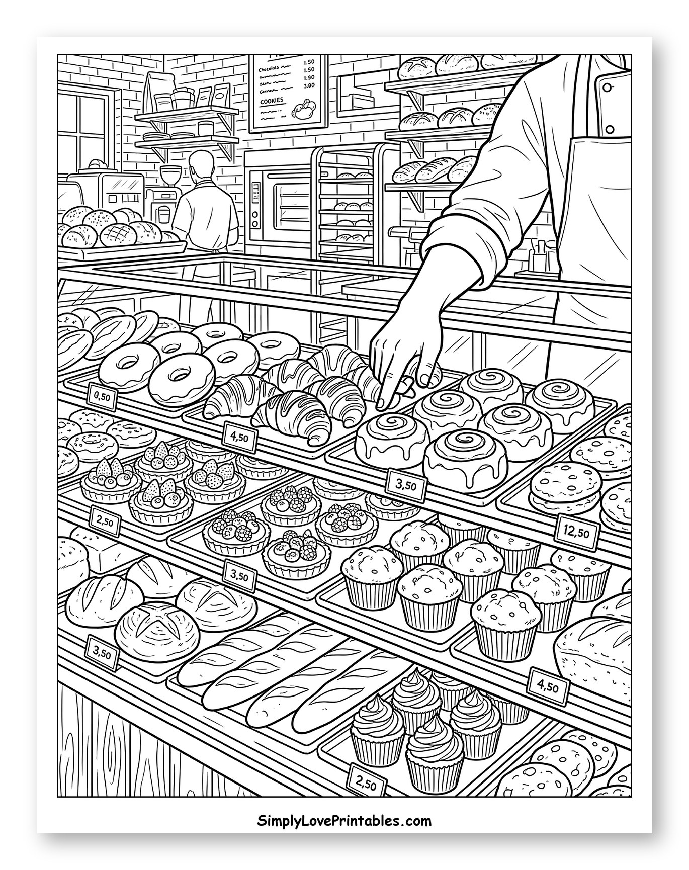 Baker Reaching into a Bakery Display