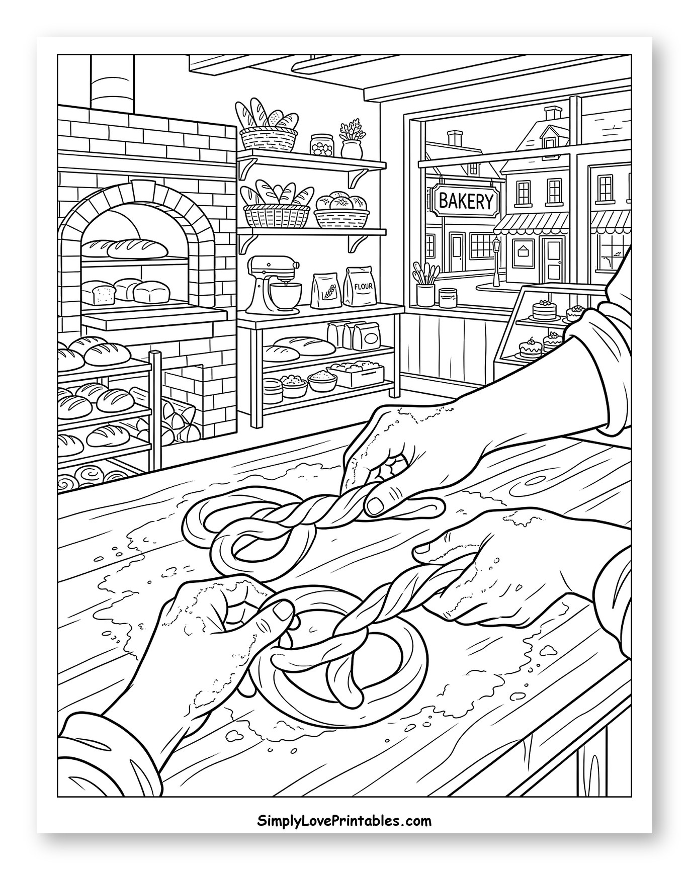 Bakers Hands Shaping Pretzels in a Bakery