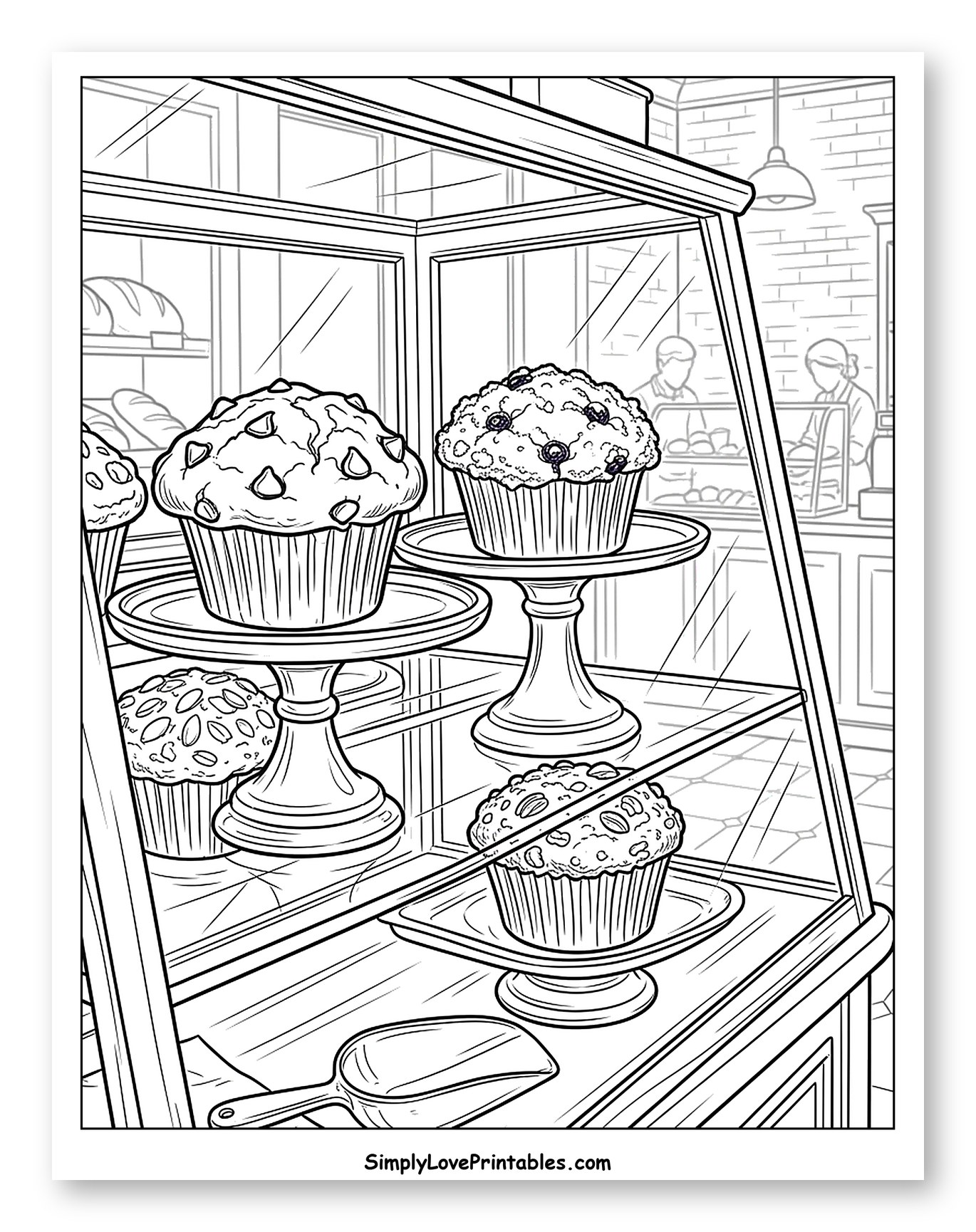 Bakery Display Case with Assorted Muffins