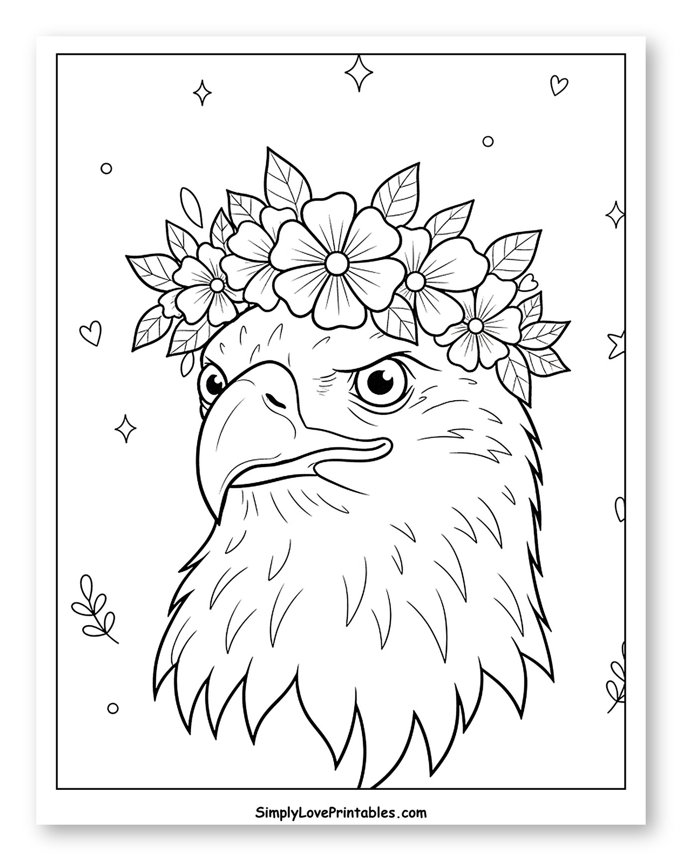 Bald Eagle Wearing Floral Crown