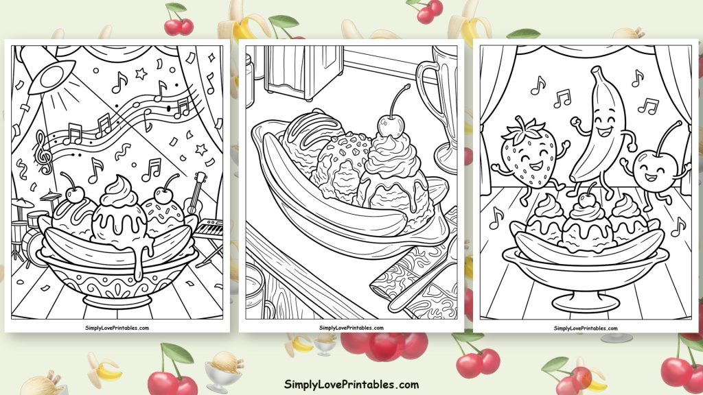 Banana split coloring pages featured image